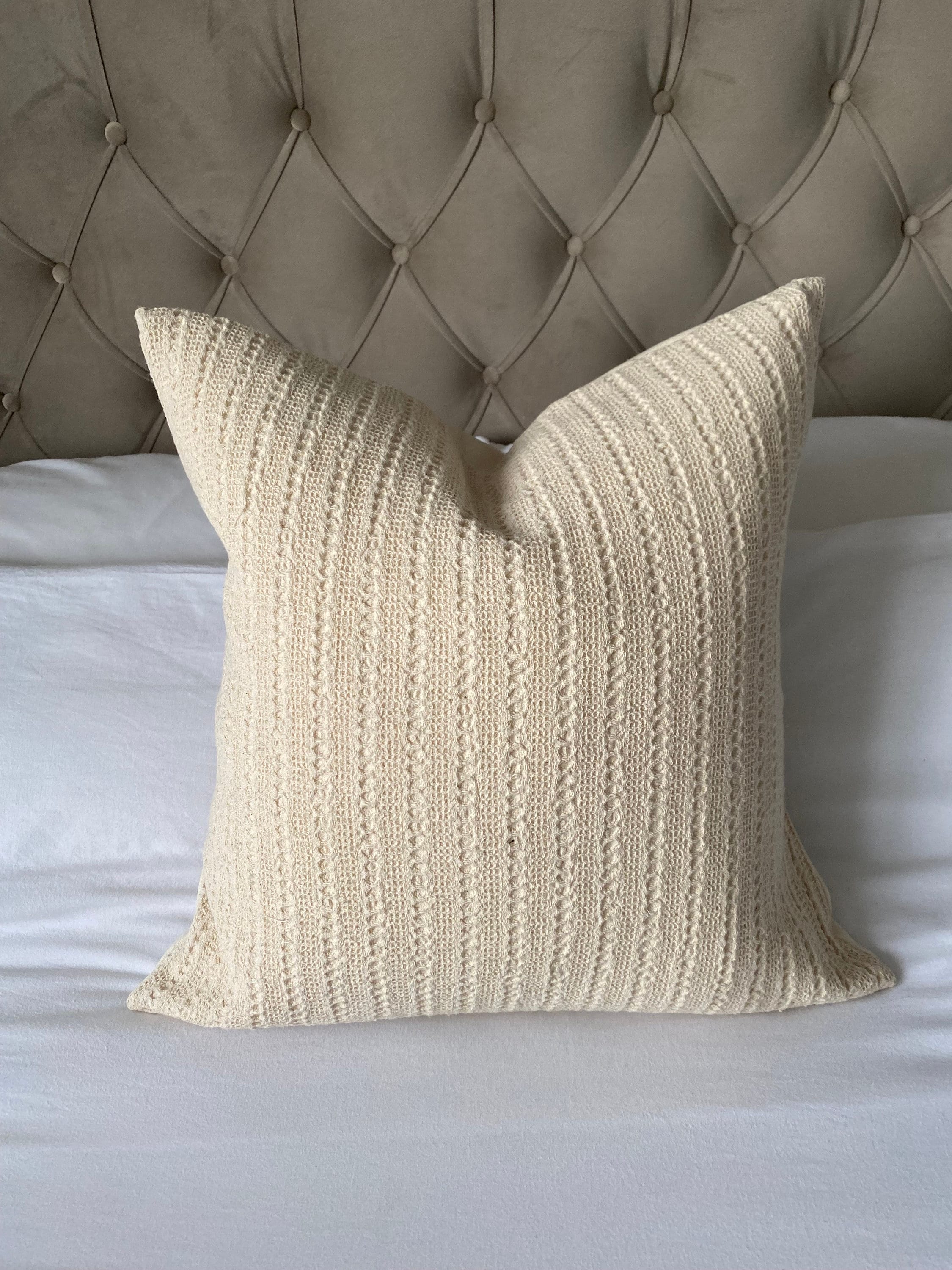 Neutral textured pillow cover: organic cotton envelope reverse