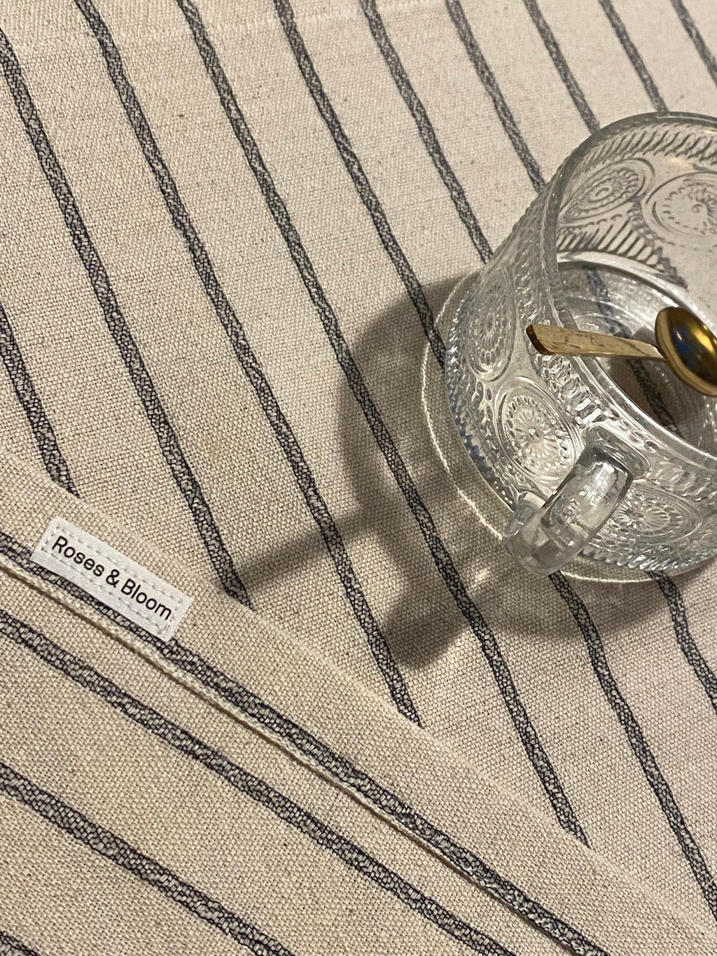 Handwoven Striped Table Runner: Neutral Scandinavian Decor