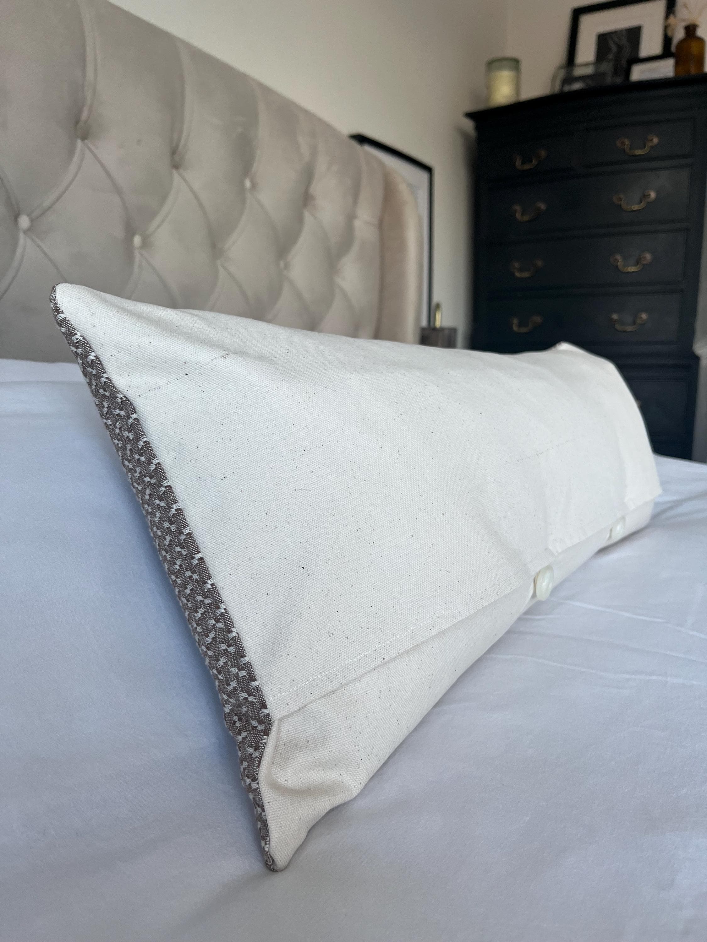 Handwoven Bolster Pillow Cover: Taupe Brown Hmong Cushion