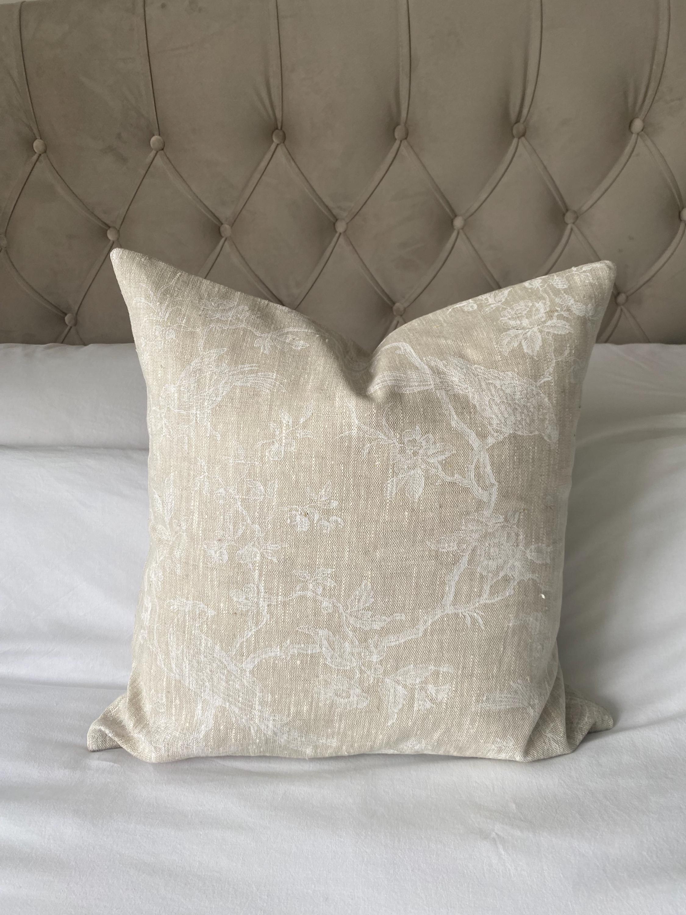 French linen pillow cover, neutral cushions, vintage home decor, farmhouse scatter cushions