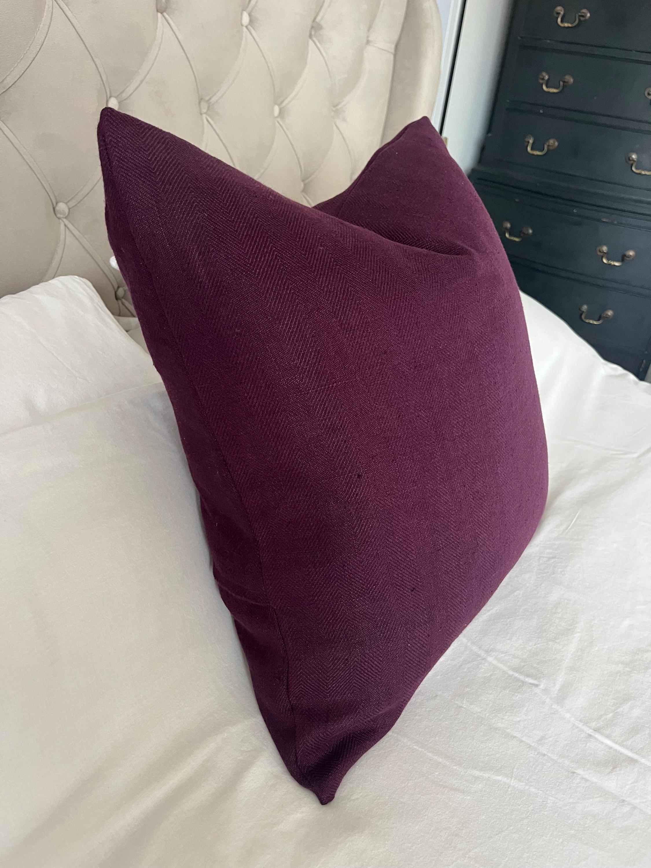 Aubergine scatter pillow cover, deep plum cushion cover, purple European flax linen throw