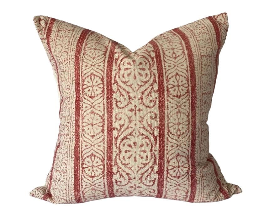 red vintage striped cushion cover, farmhouse style decoration