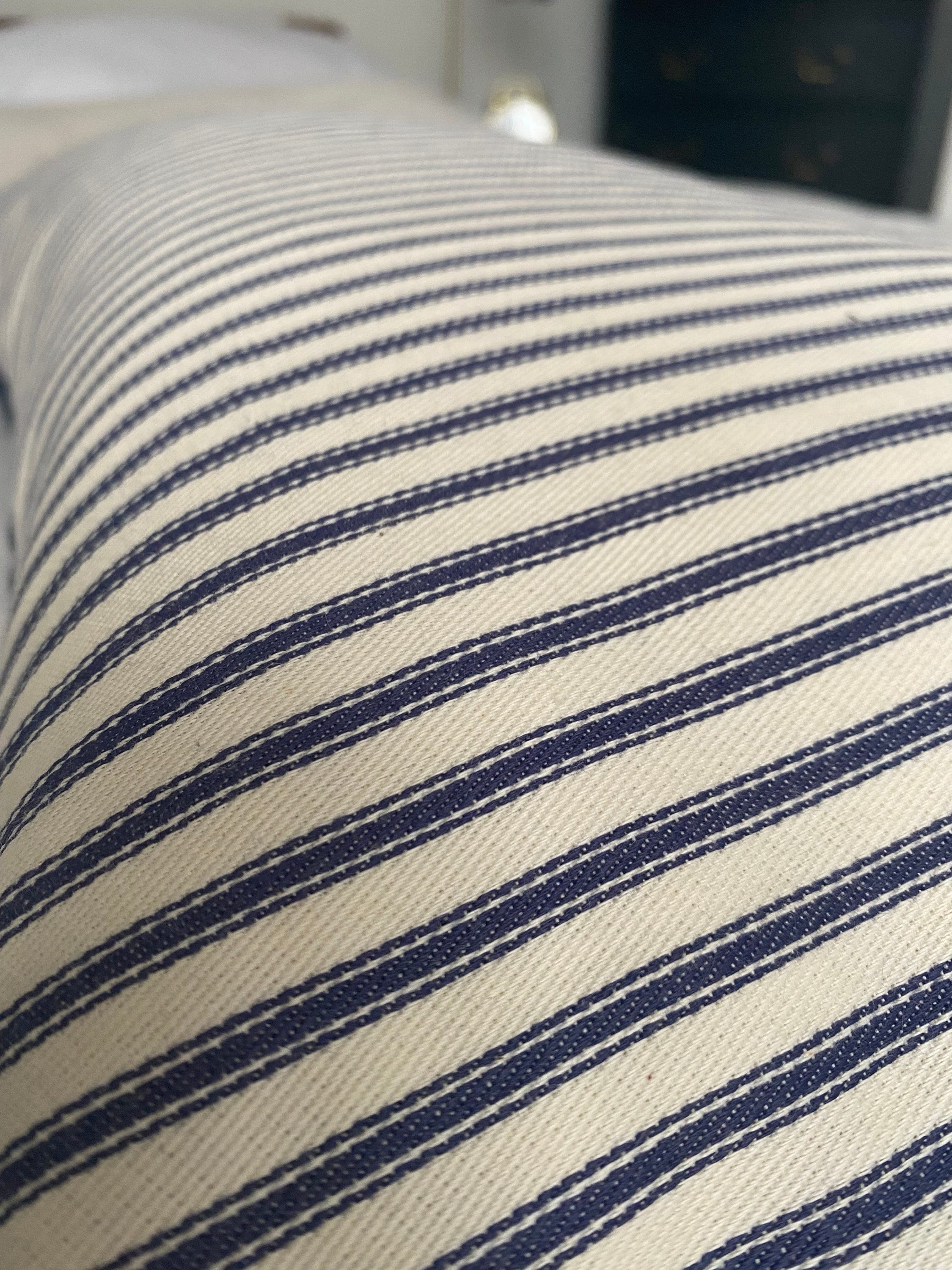 Blue striped lumbar pillow cover, coastal home decor