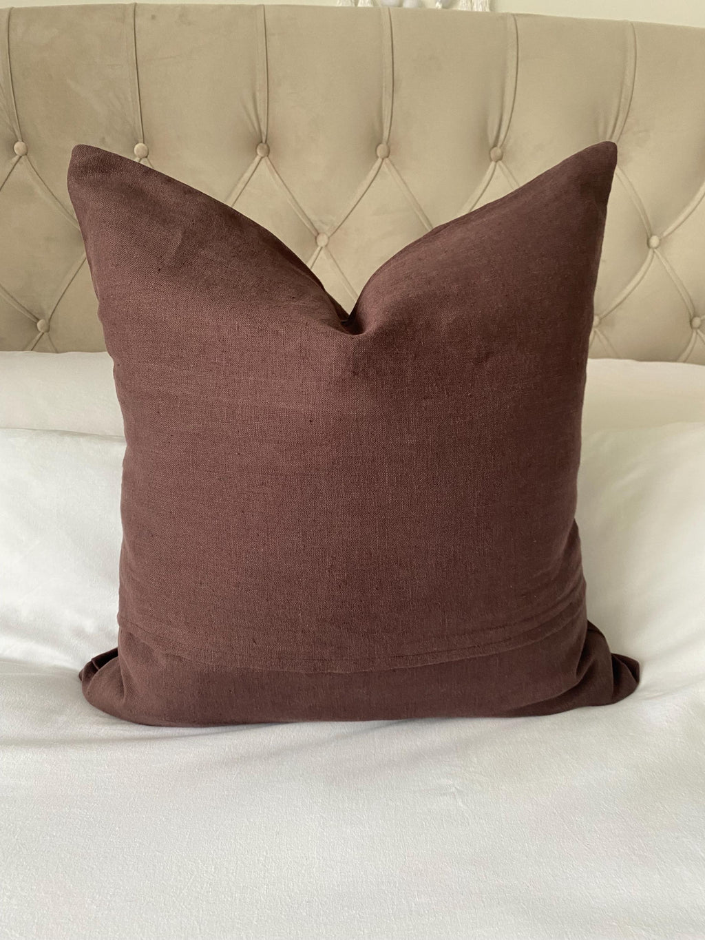 Dark Chocolate Brown Linen Pillow Cover: Handmade Throw Cushion