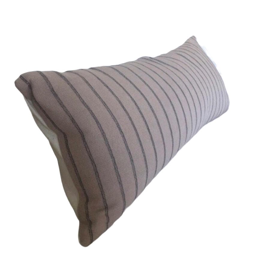 Woven Cotton Long Lumbar Pillow Cover, Brown Stripe Boho Cushion
