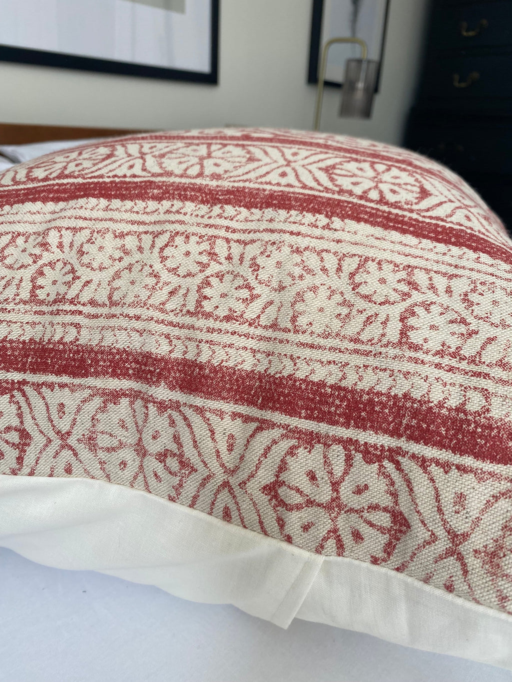 red vintage striped cushion cover, farmhouse style decoration
