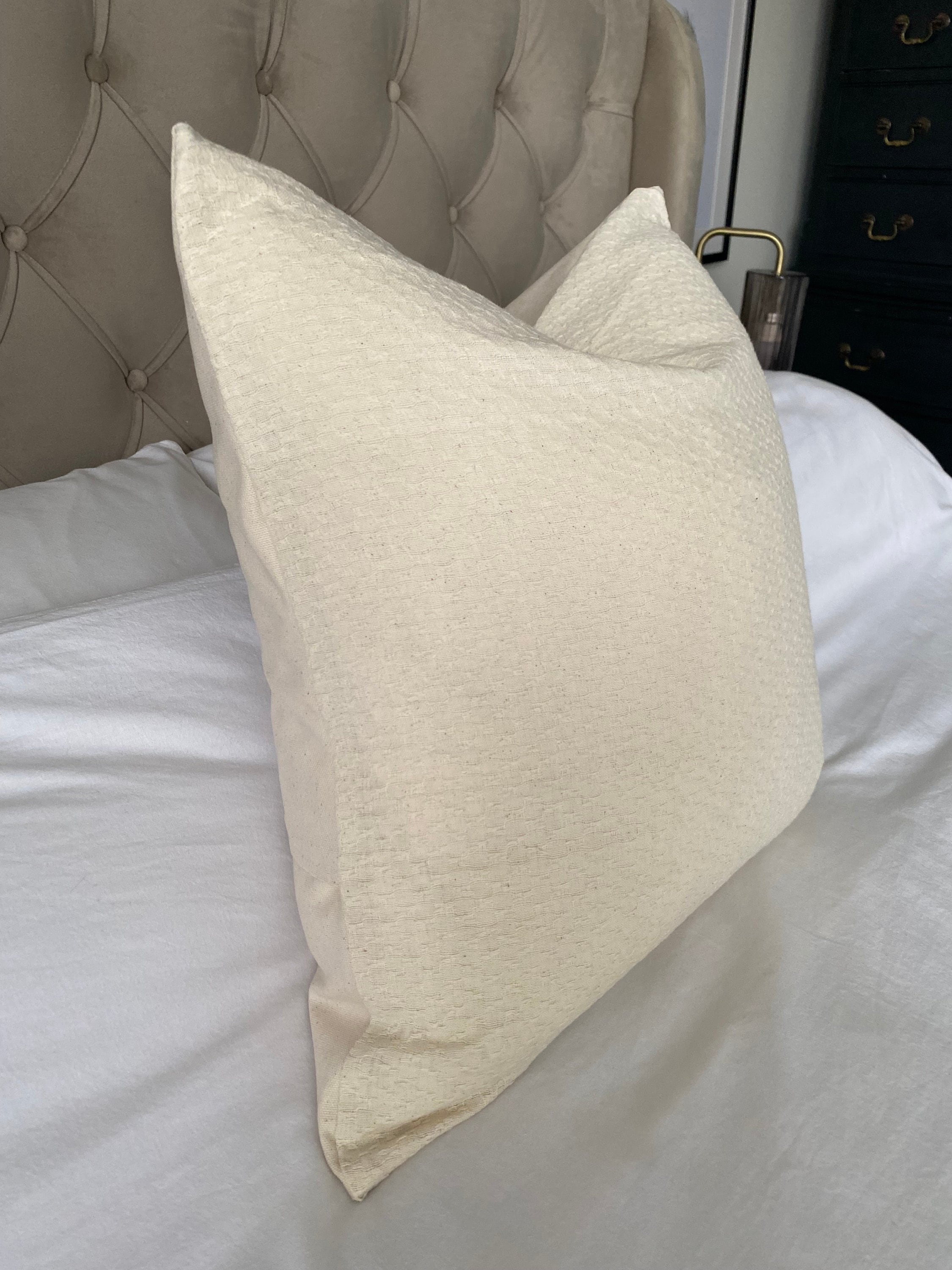 Natural textured cream pillow cover, ivory cushions, bohemian home decor, large cushion covers, handwoven organic fabric