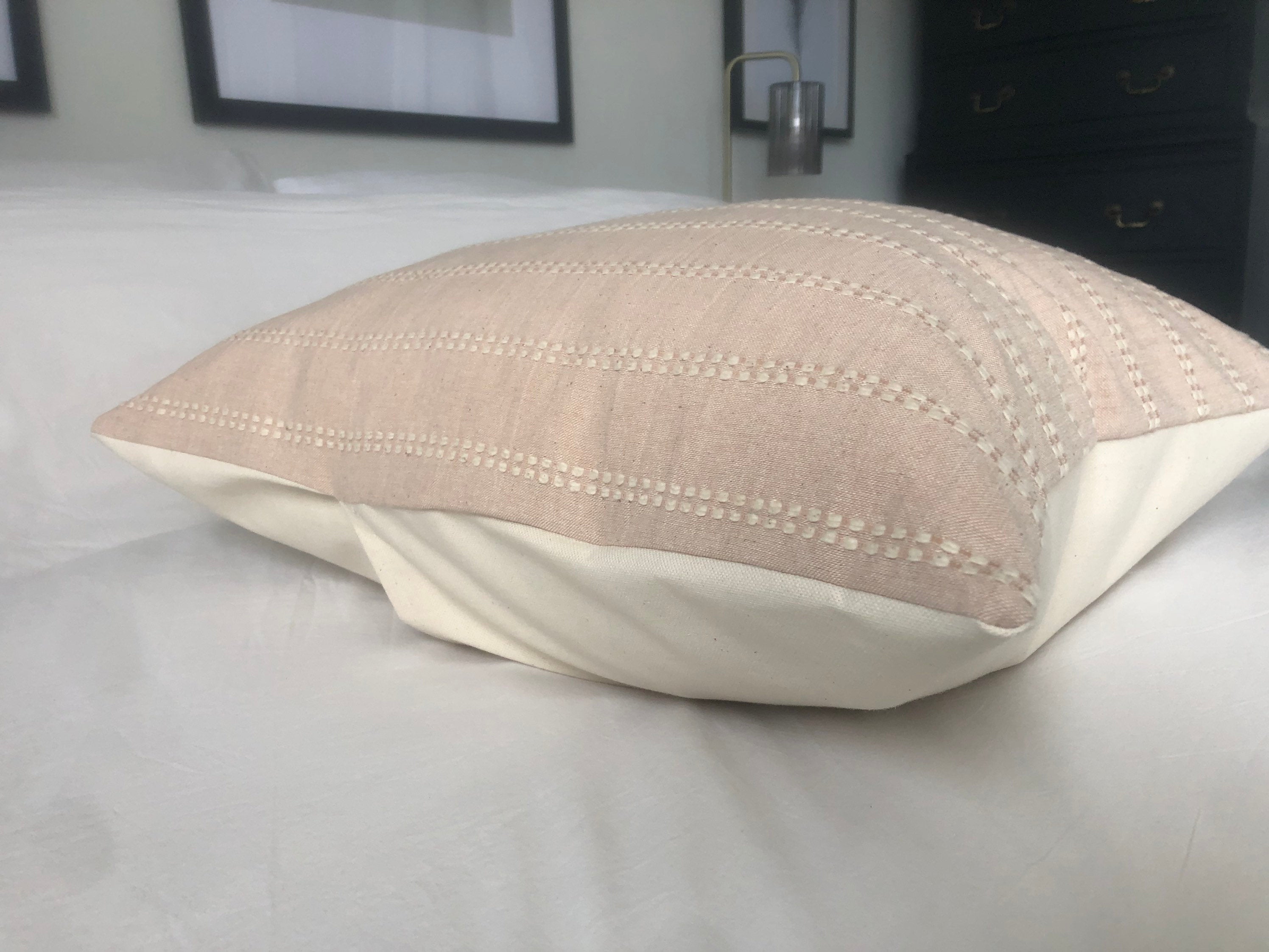 Dusty Pink Pillow Cover, Hand Woven Organic Cotton, Bohemian Decor