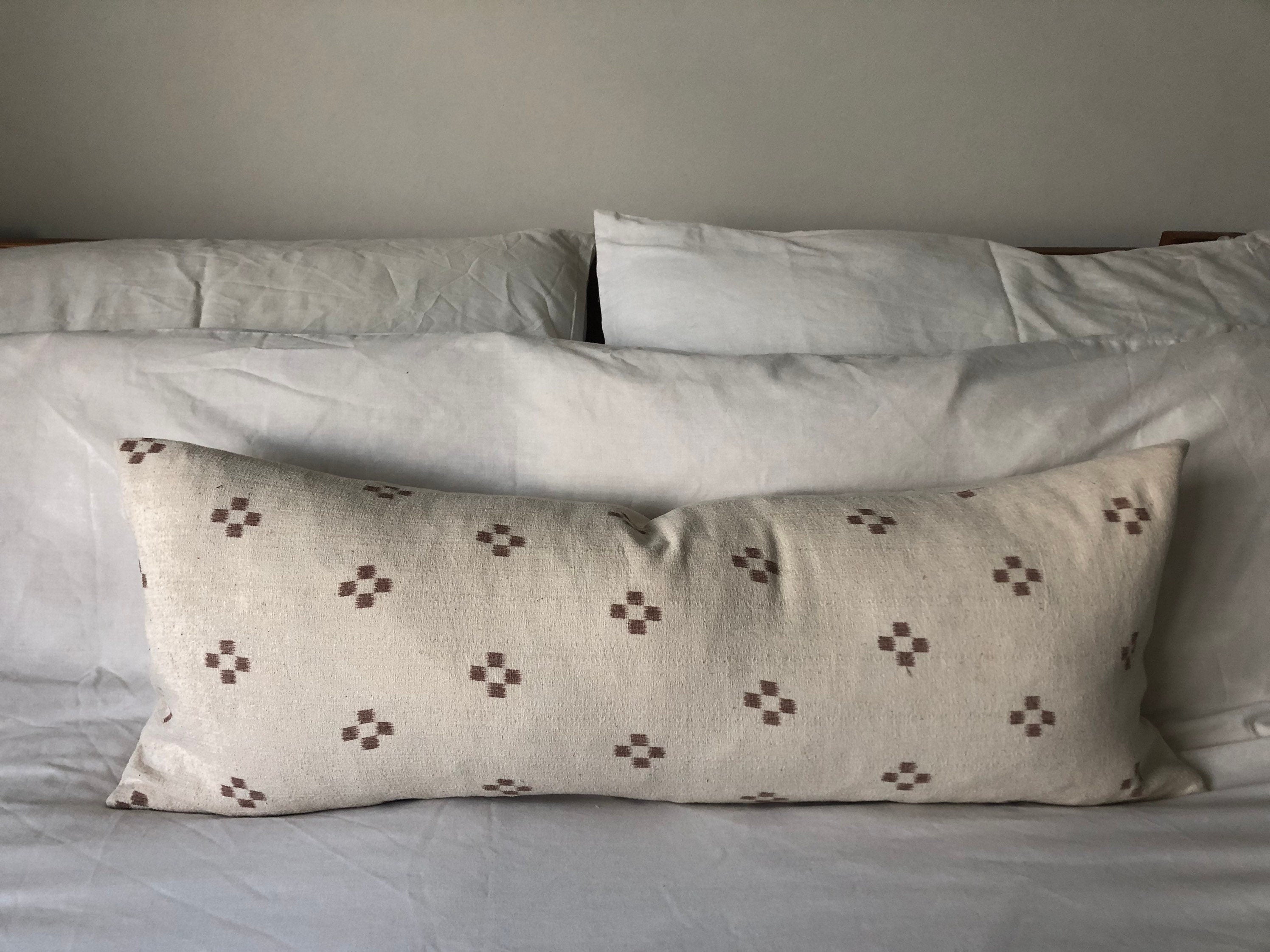 Extra long bolster cushion cover, earth tones handwoven lumbar pillowcase