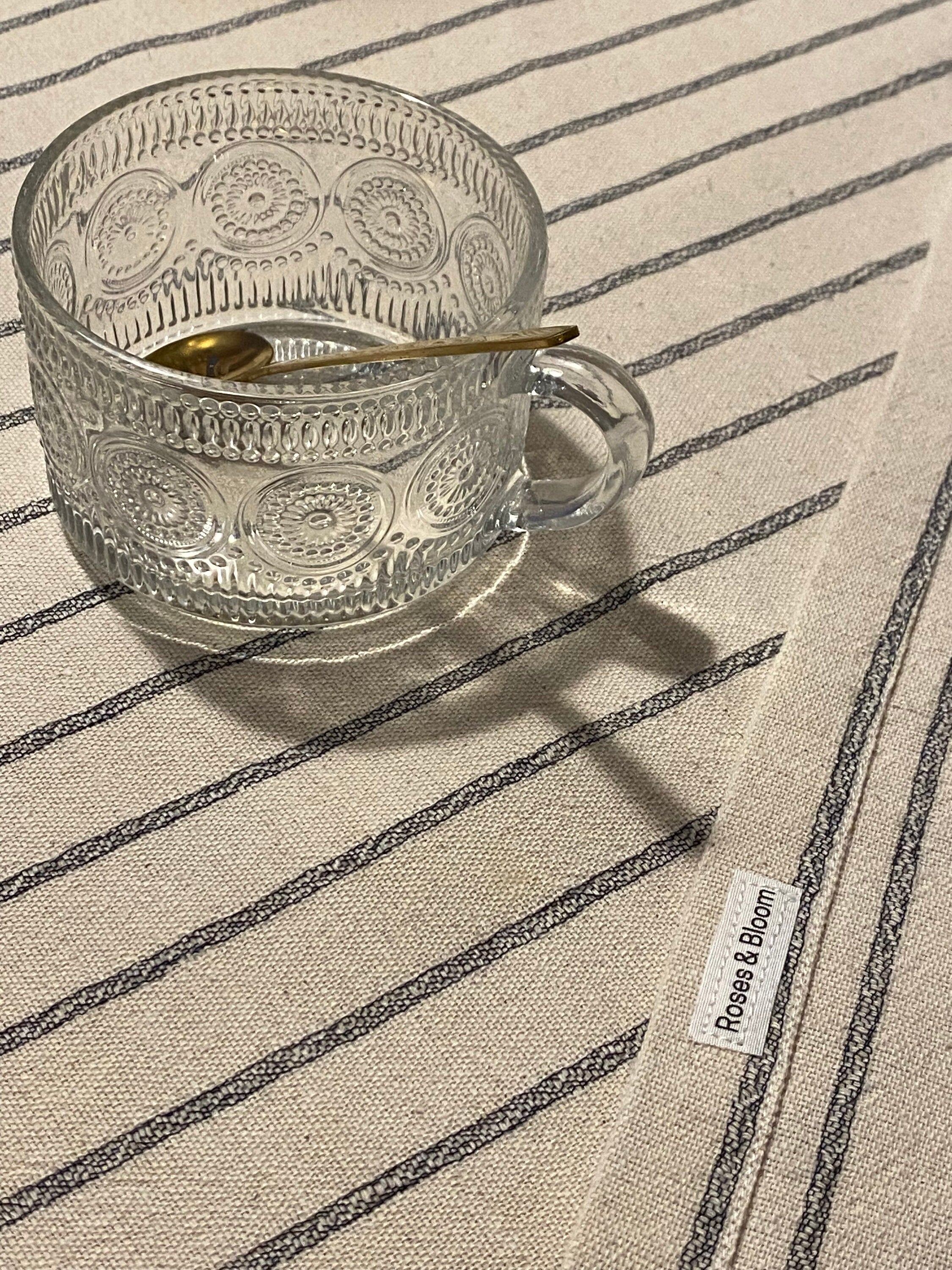 Handwoven Striped Table Runner: Neutral Scandinavian Decor