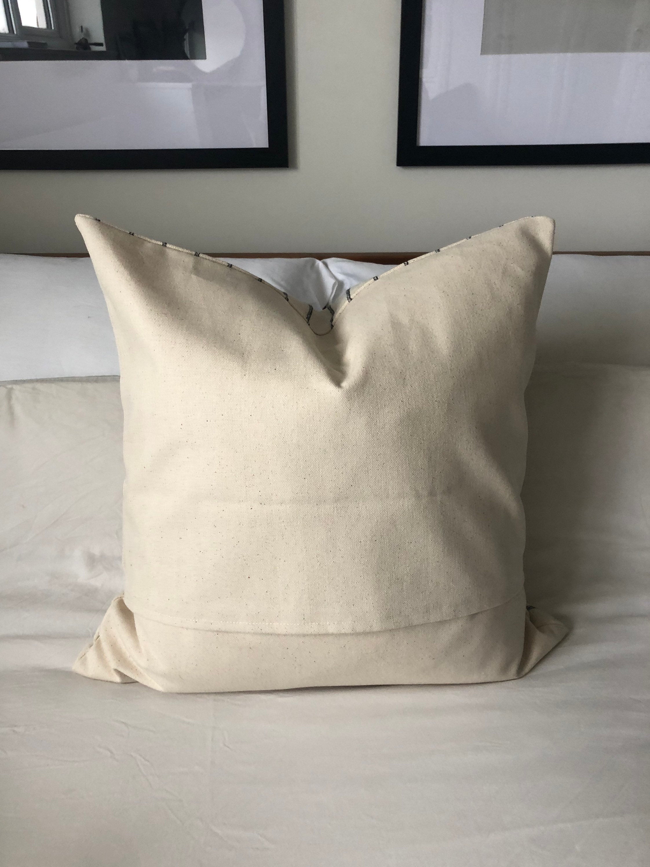 Neutral and black stripe cushion cover: envelope reverse