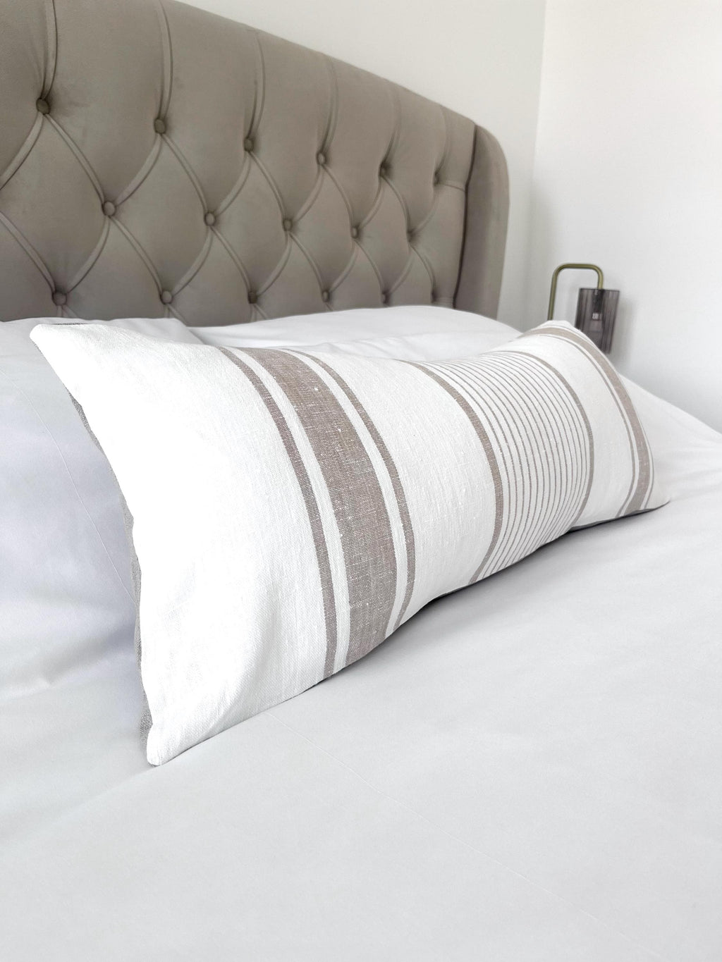 Stripe Linen Bolster Pillow Cover: Extra Long Lumbar Cushion, Boho Home Decor