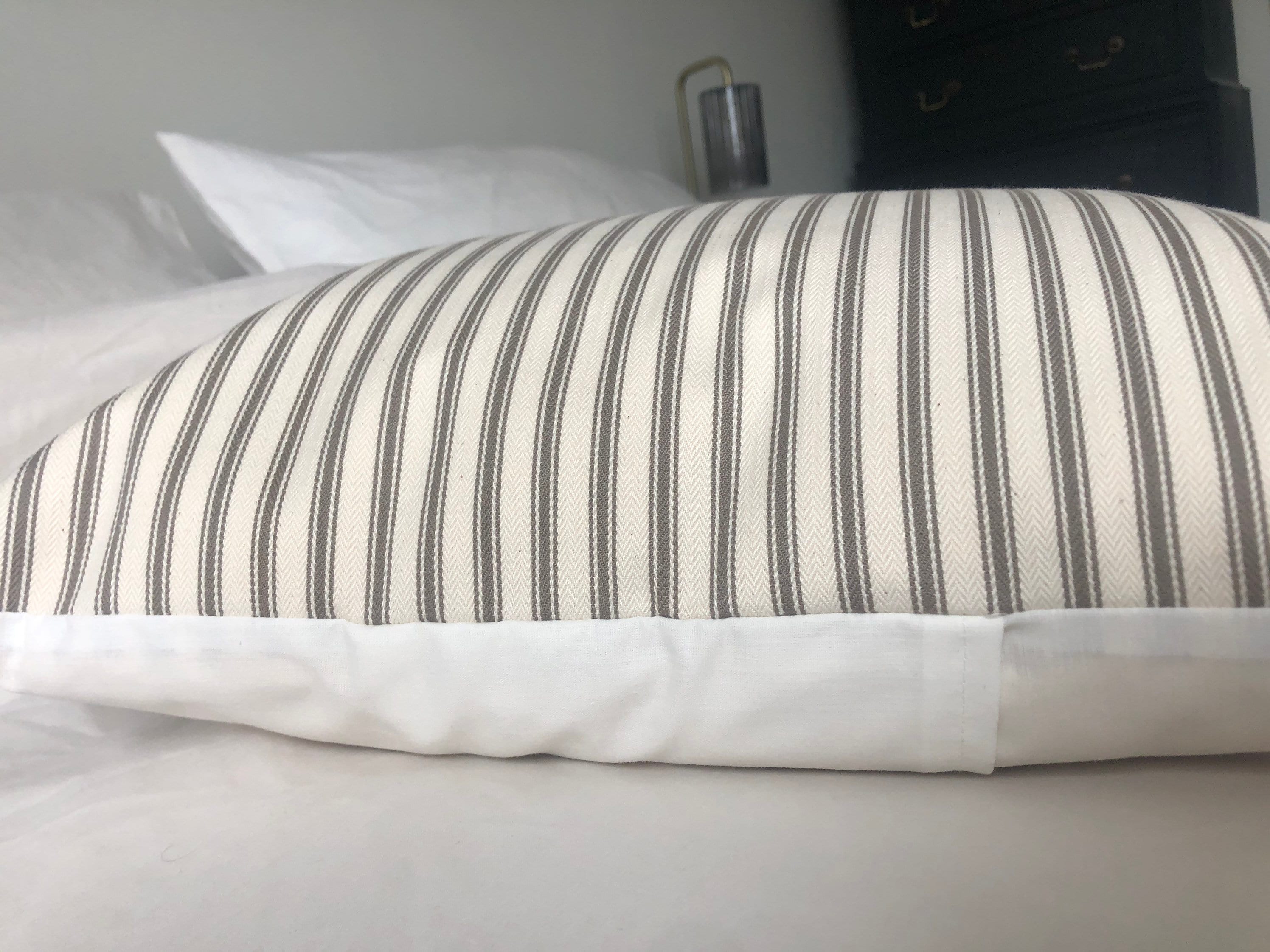 Brown Stripe Ticking Pillow Cover: French Vintage Farmhouse Decor