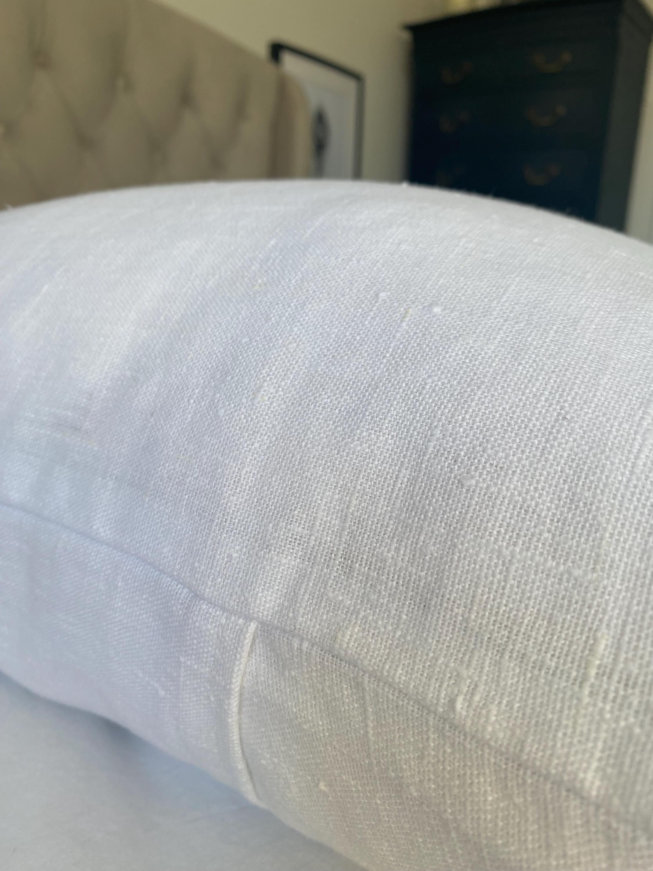 White French Linen Pillow Cover: Farmhouse Cushion with envelope reverse
