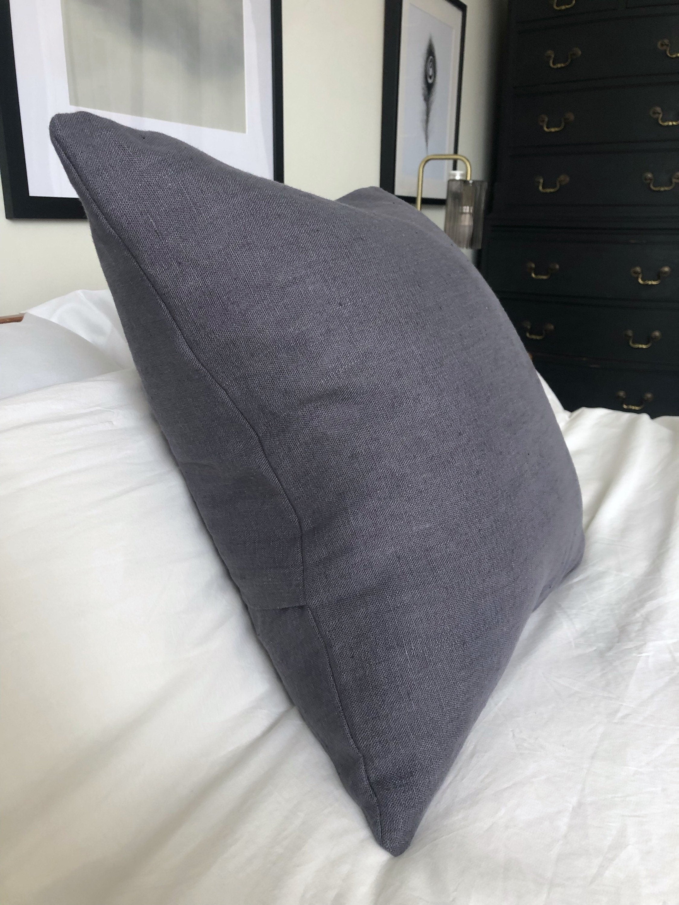 Grey French Linen Cushion Cover, Minimalist Throw Pillow Sham