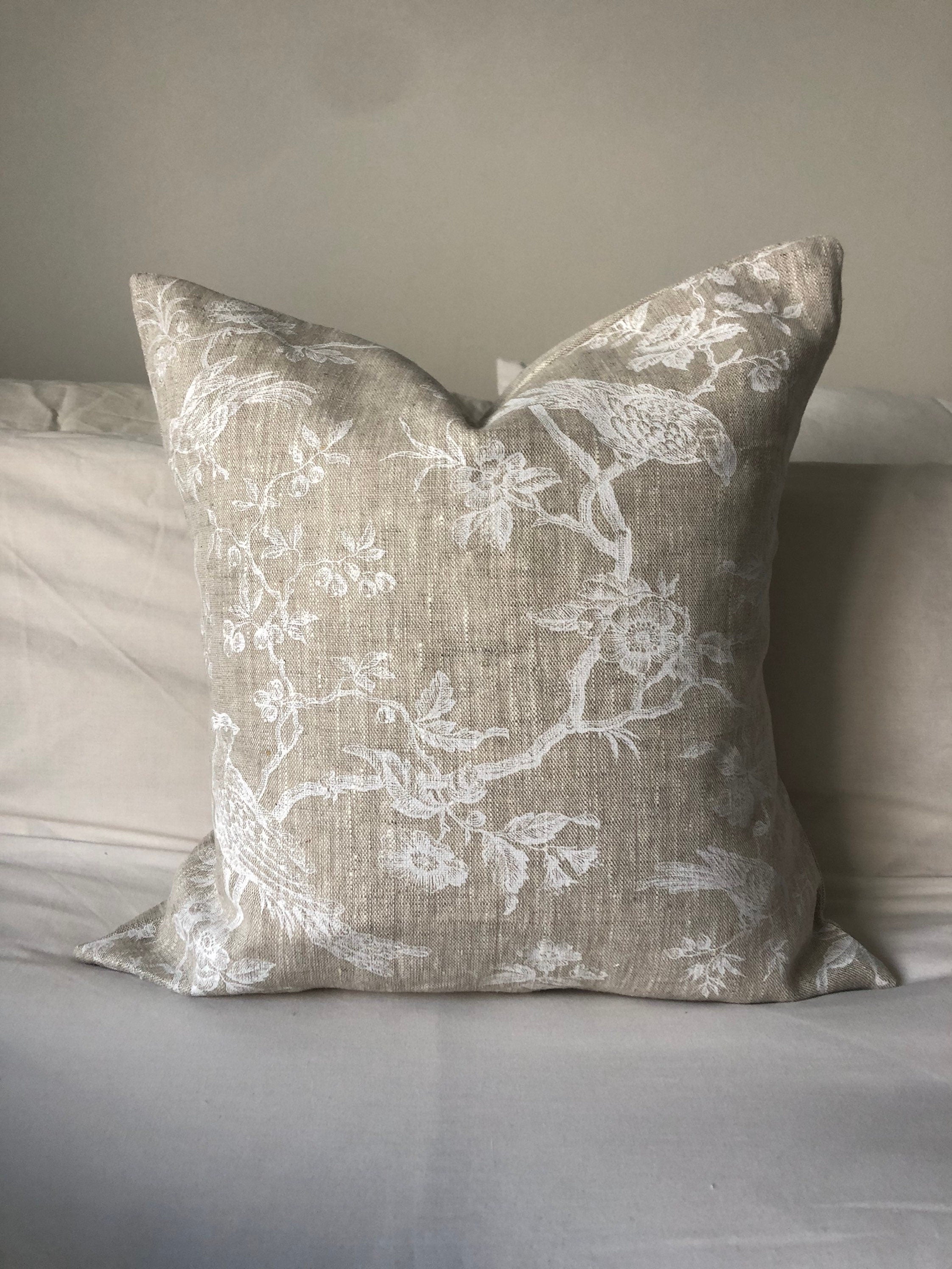 French Country linen cushion covers, vintage pillows with envelope reverse