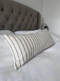 Neutral Stripe Bolster Pillow Cover, Dark Blue Bench Cushion
