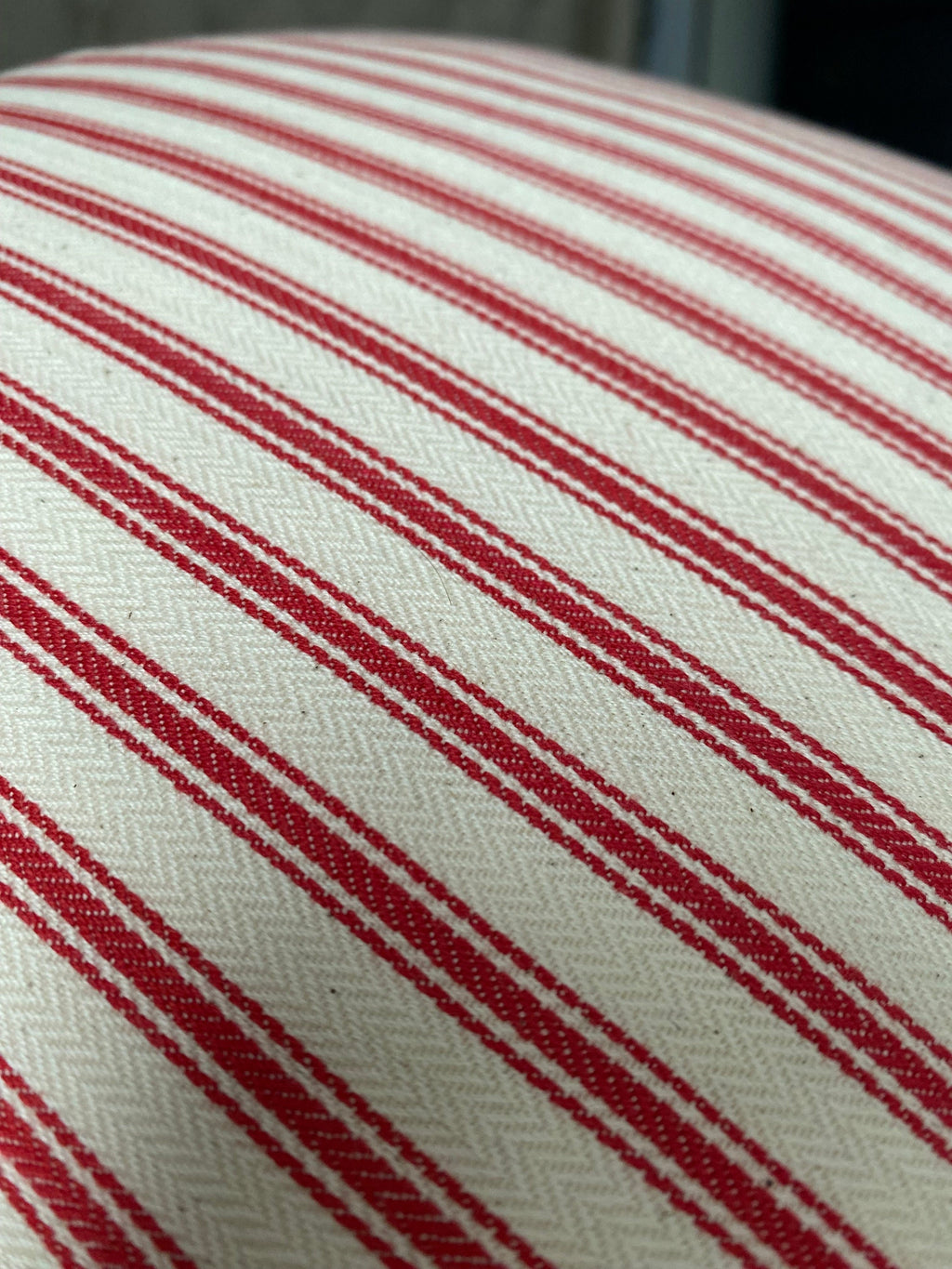 Red Ticking Stripe Cushion Cover – Envelope Back Cotton Pillow Case | Farmhouse & Rustic Decor