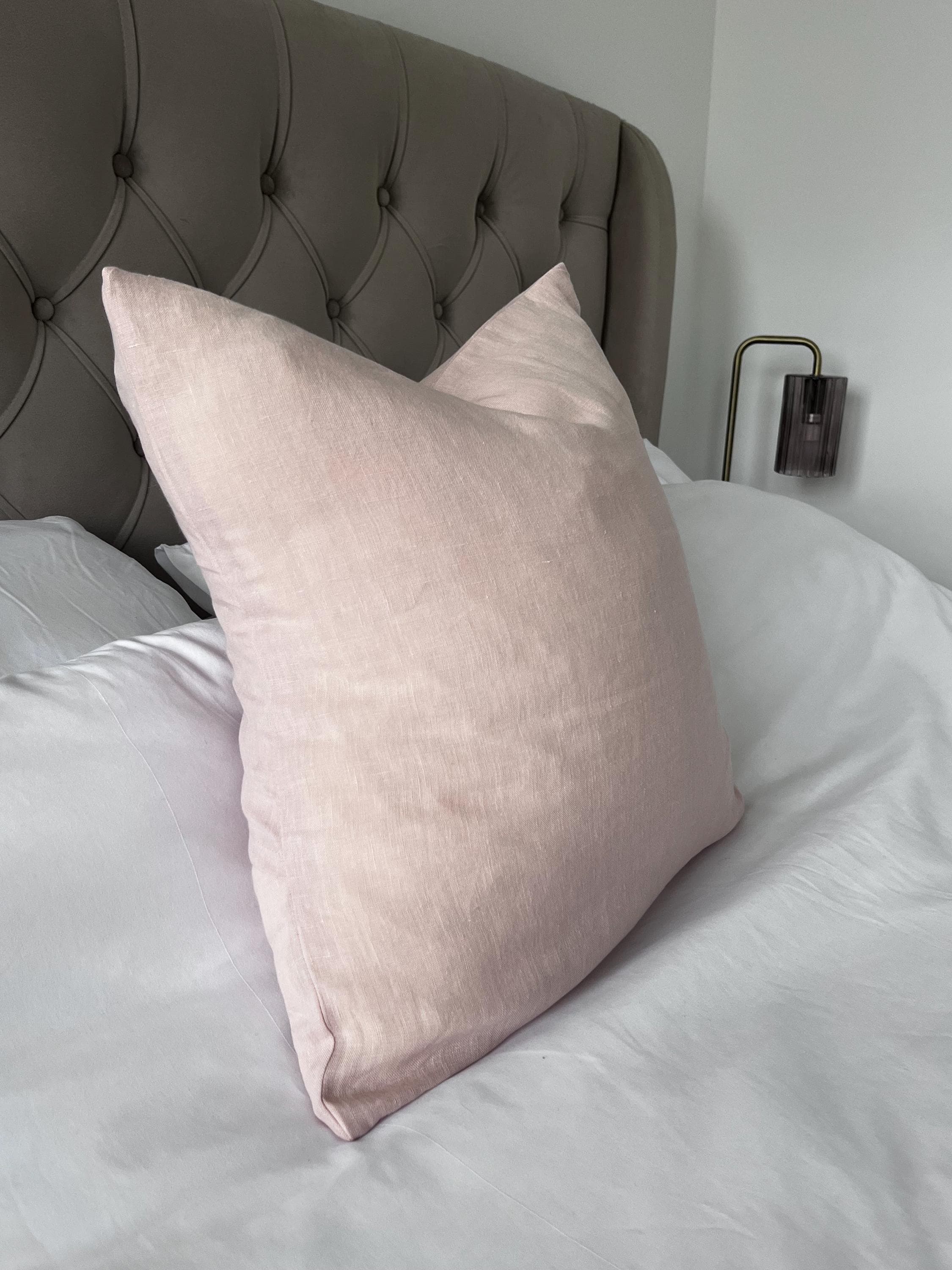 Pink Linen Pillow Cover, Blush Cushion, Minimal Home Decor