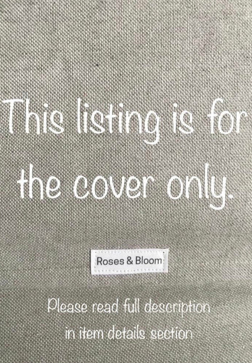 Beige Linen Block Print Pillow Cover: Neutral Bohemian Cushion