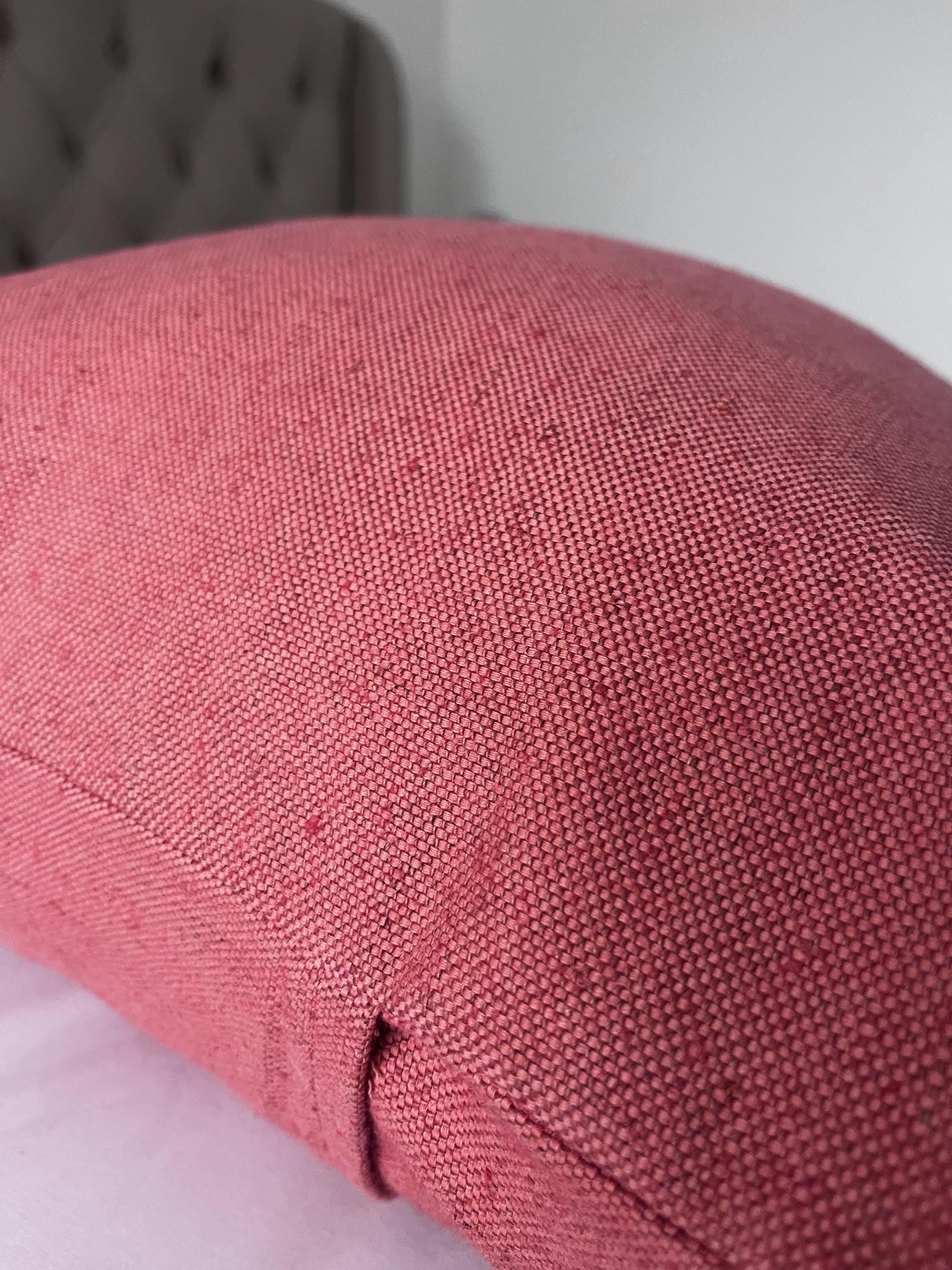 Coral Pink Linen Pillow Cover, European Flax Cushion