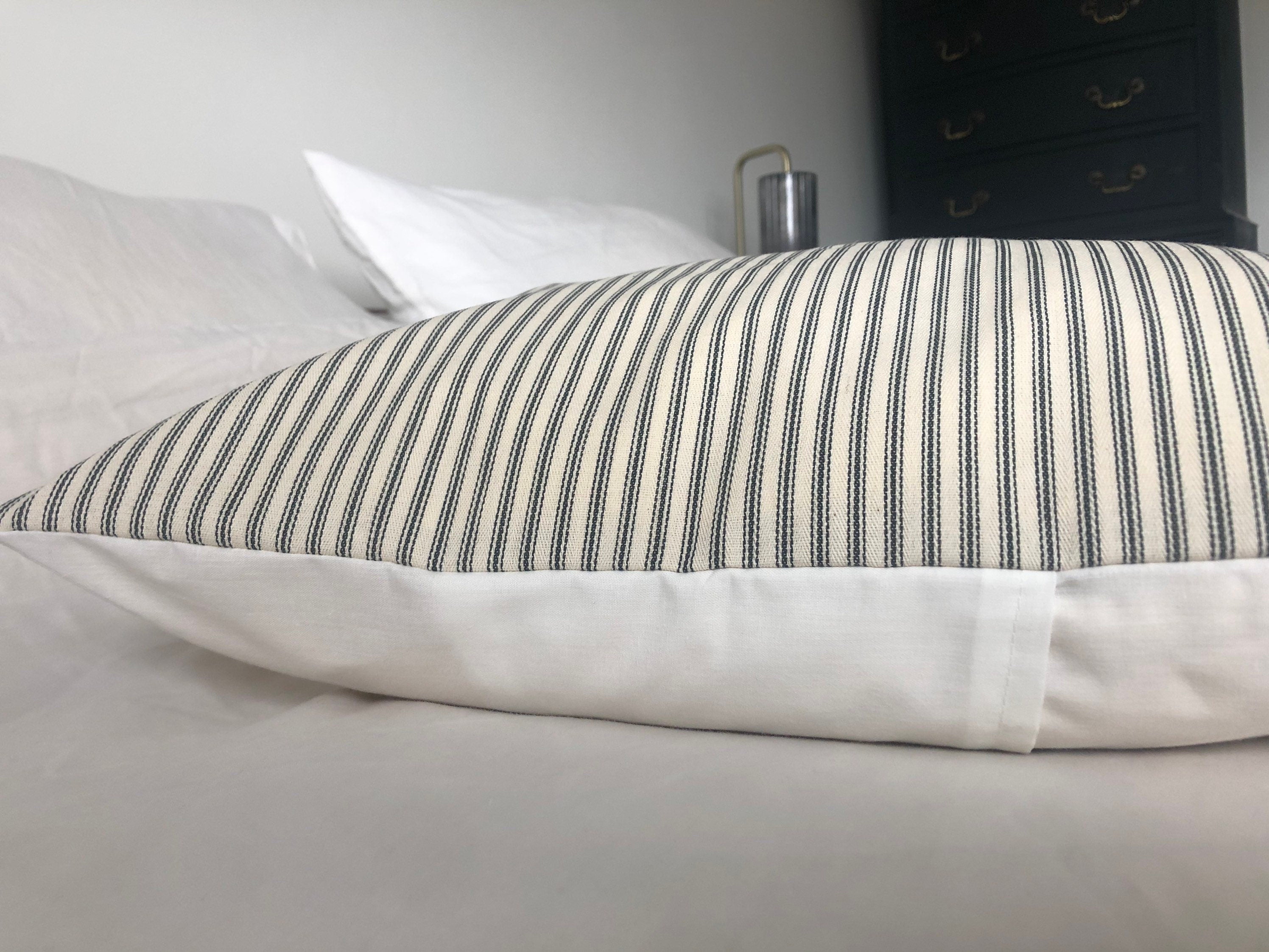 Charcoal grey stripe cushion covers, neutral home decor, french vintage farmhouse