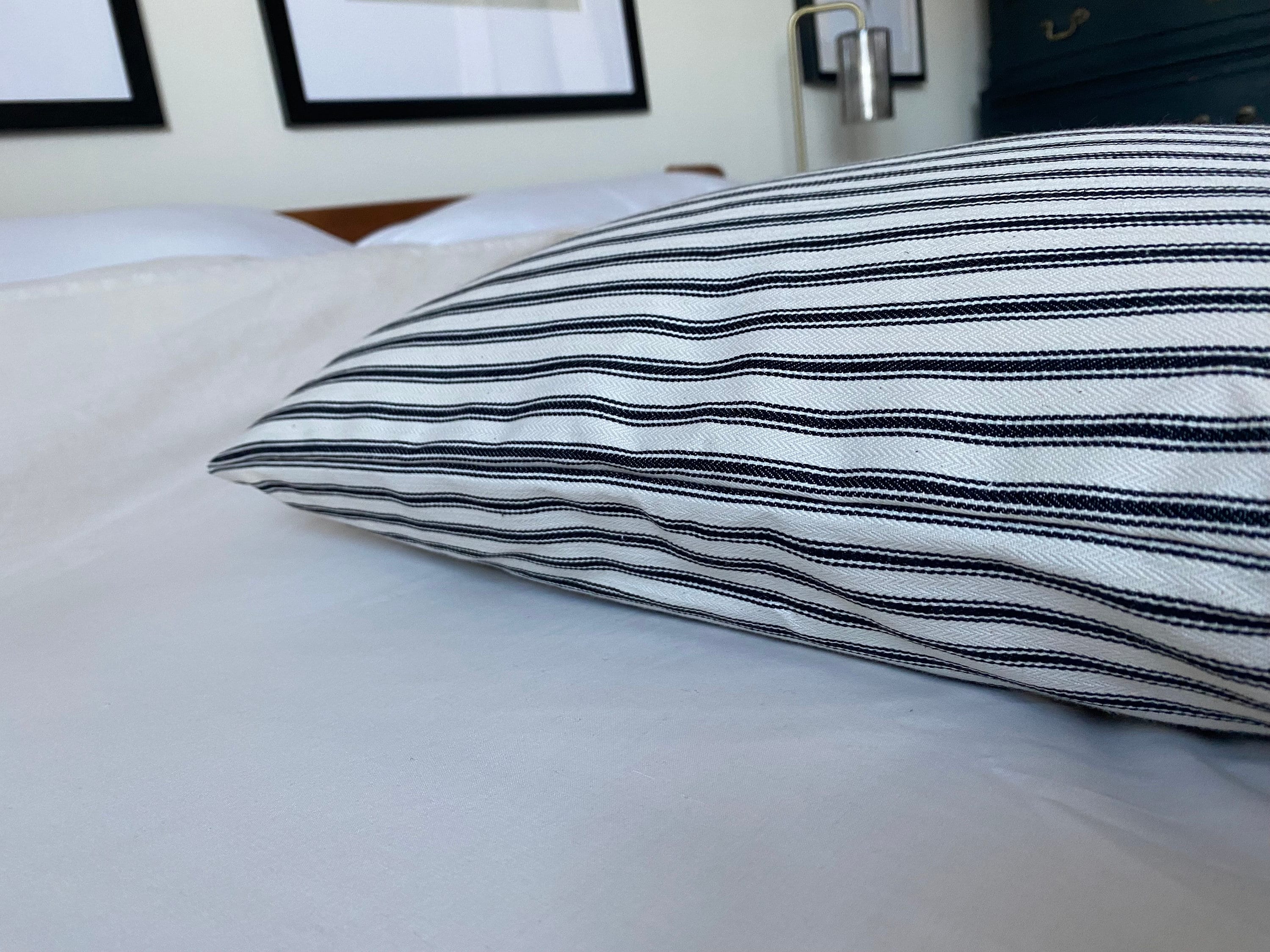 black ticking stripe bolster pillow cover, French vintage decor