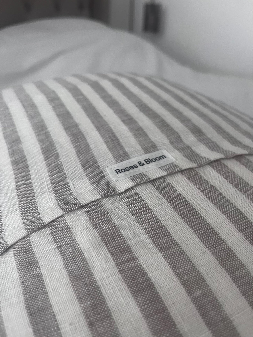 Striped Linen Cushion Cover: beige French Ticking Pillow