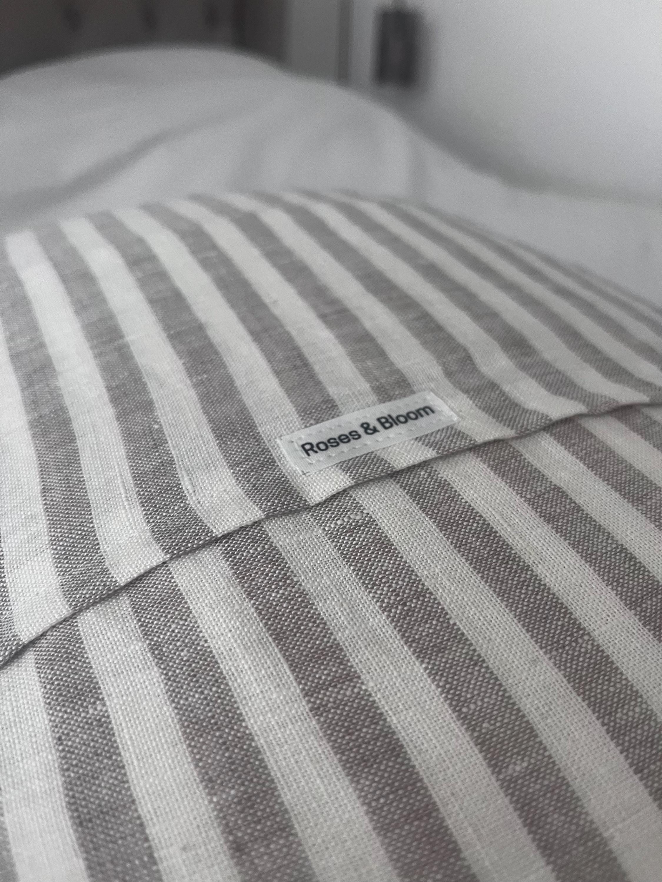 Striped Linen Cushion Cover: beige French Ticking Pillow