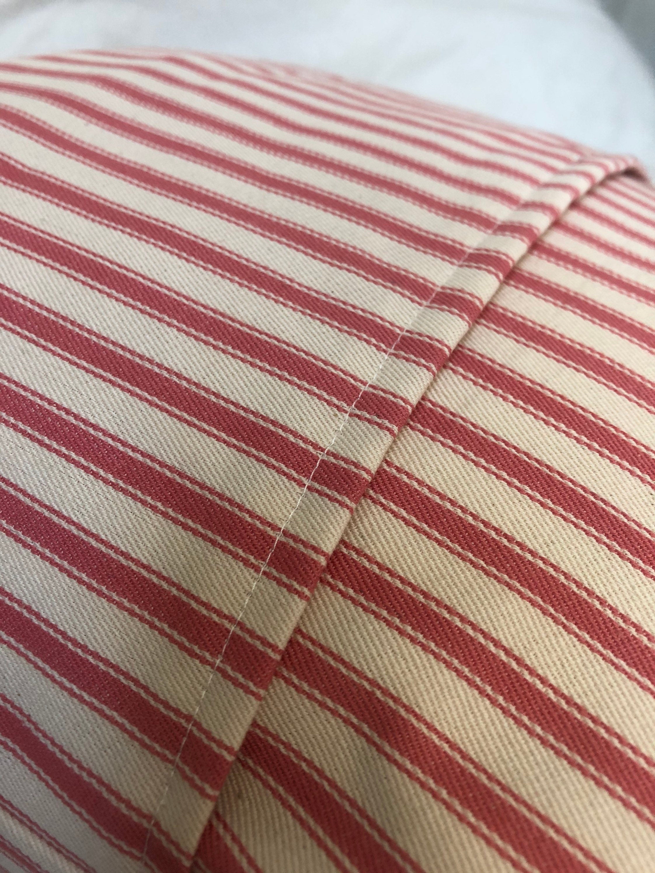 French Country Pillow Cover, Pink Ticking Stripe, Farmhouse Cushion