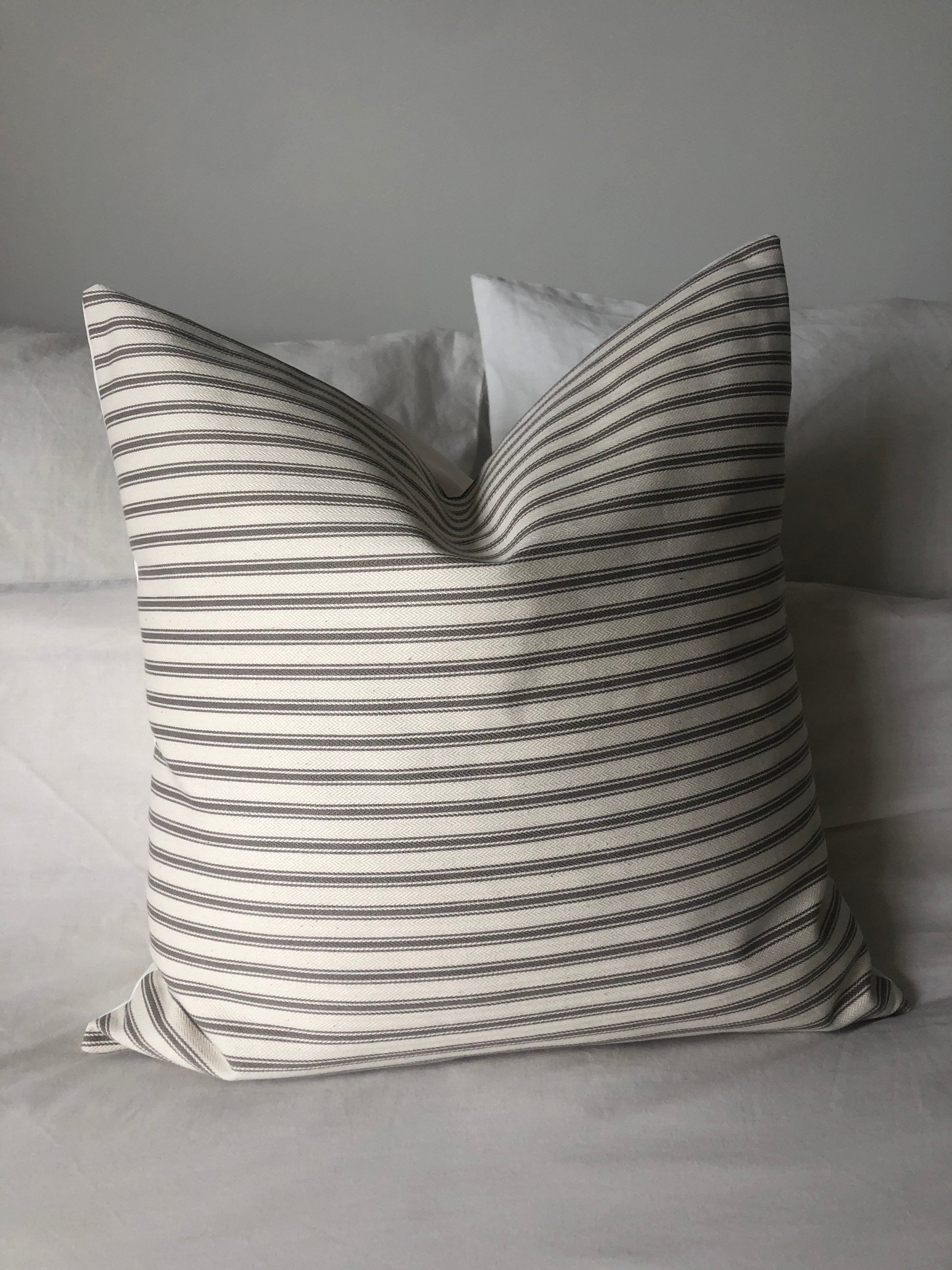 Brown Stripe Ticking Pillow Cover: French Vintage Farmhouse Decor