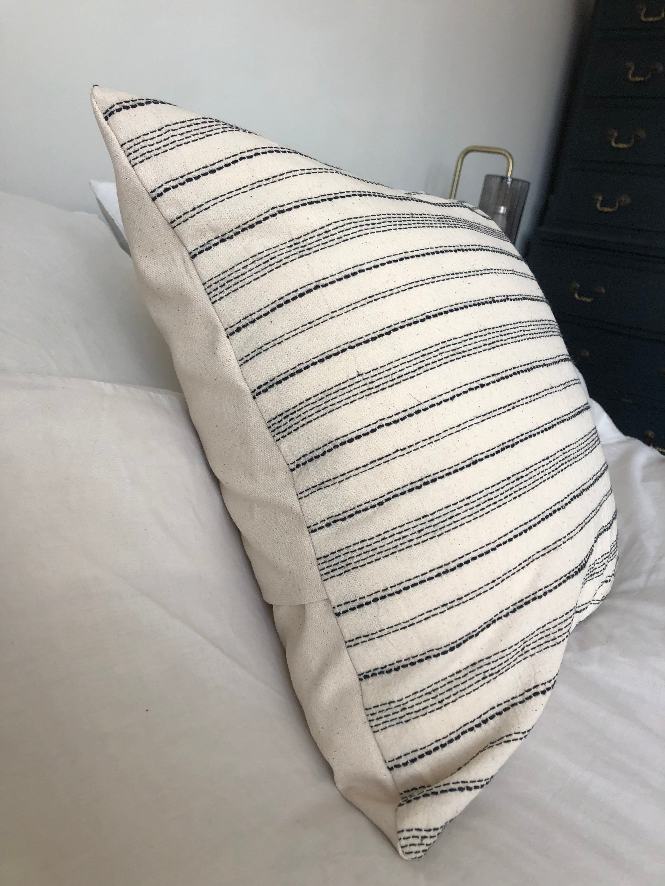 Bohemian striped cream cushion cover