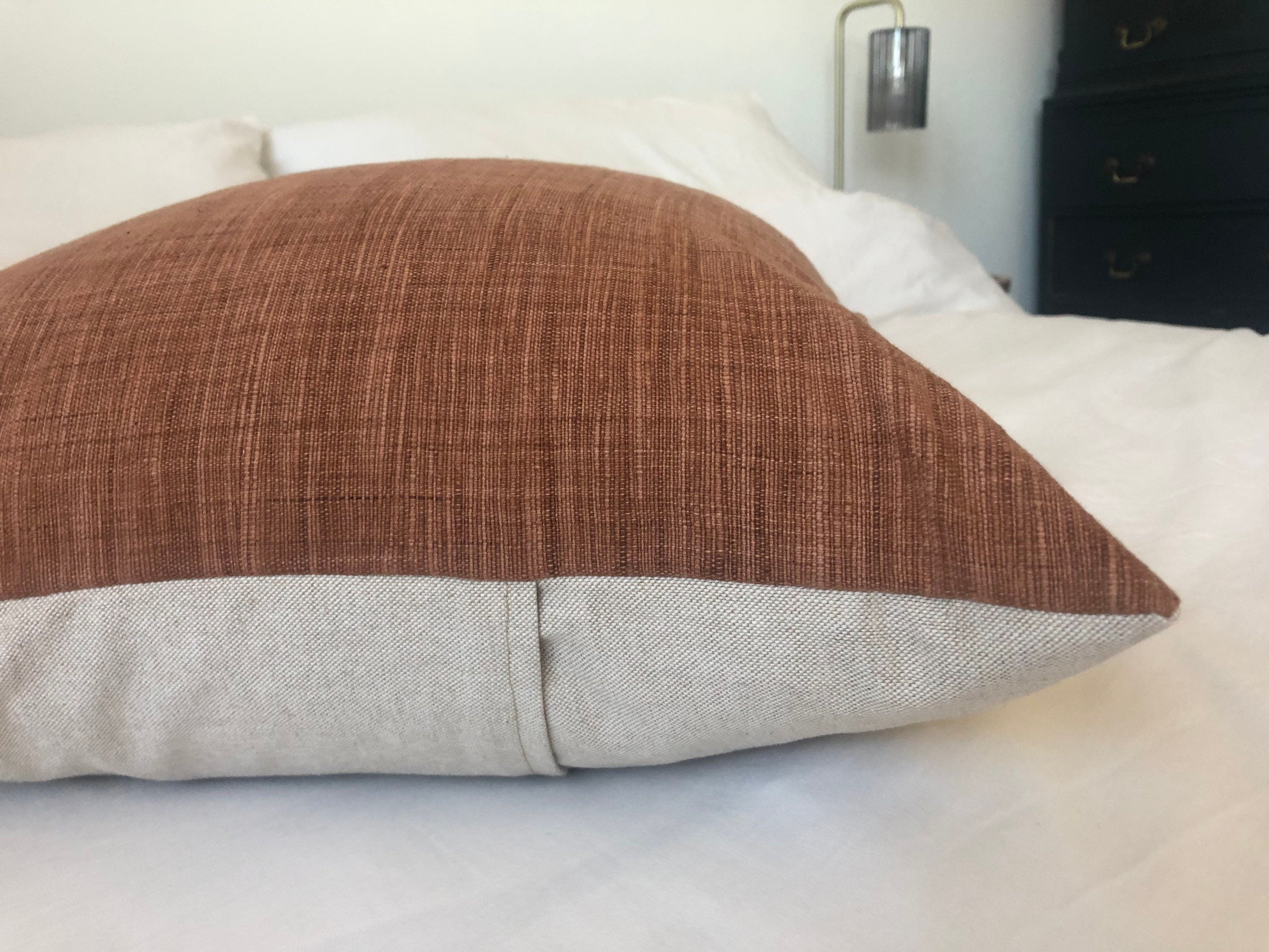 Textured burnt orange Pillow Cover: envelope reverse Cotton Cushion Case