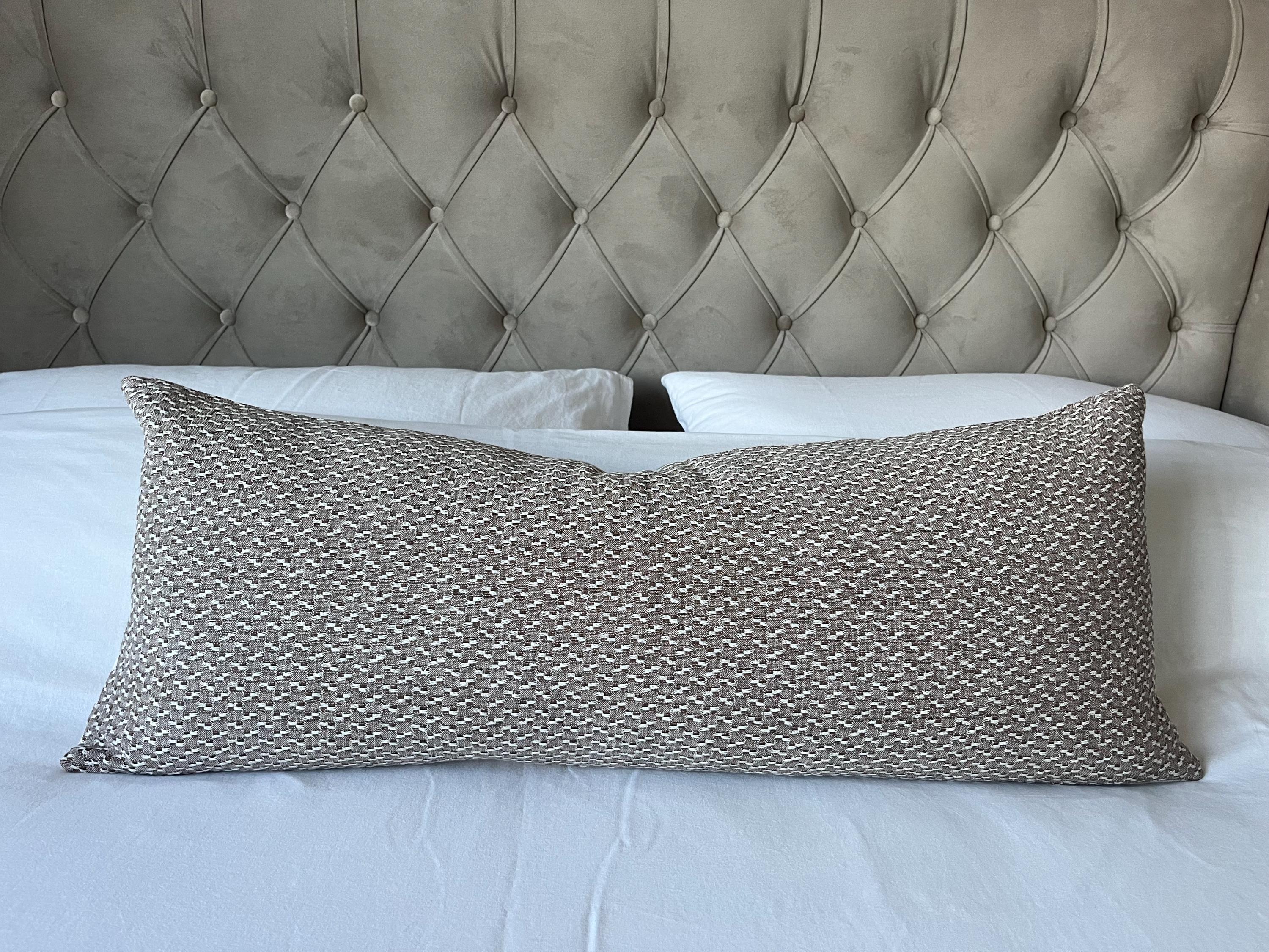 Handwoven Bolster Pillow Cover: Taupe Brown Hmong Cushion
