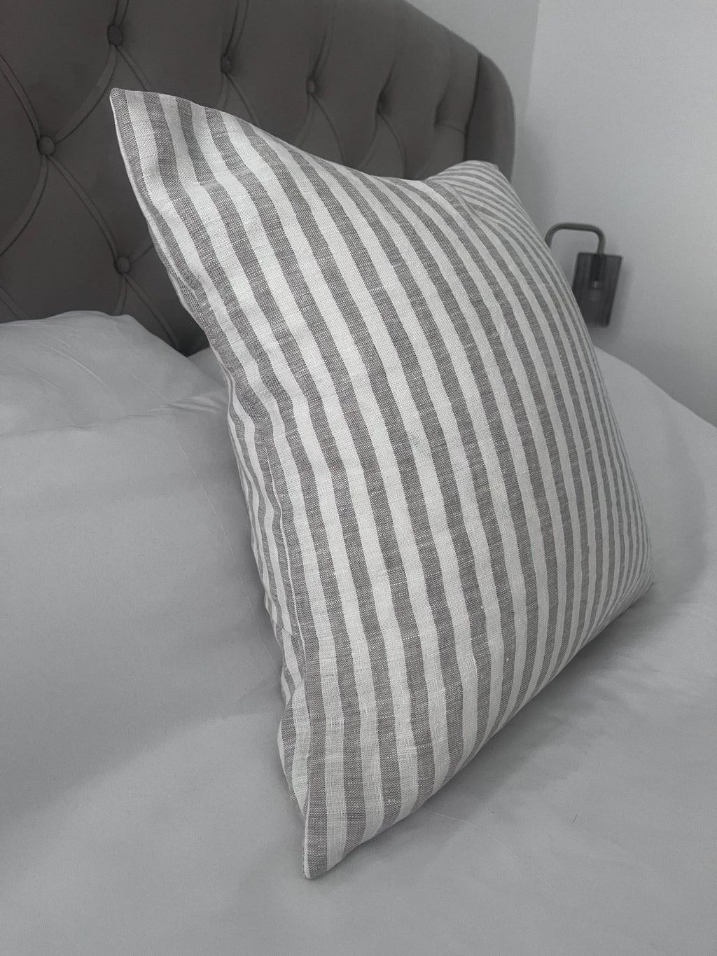 Striped Linen Cushion Cover: beige French Ticking Pillow