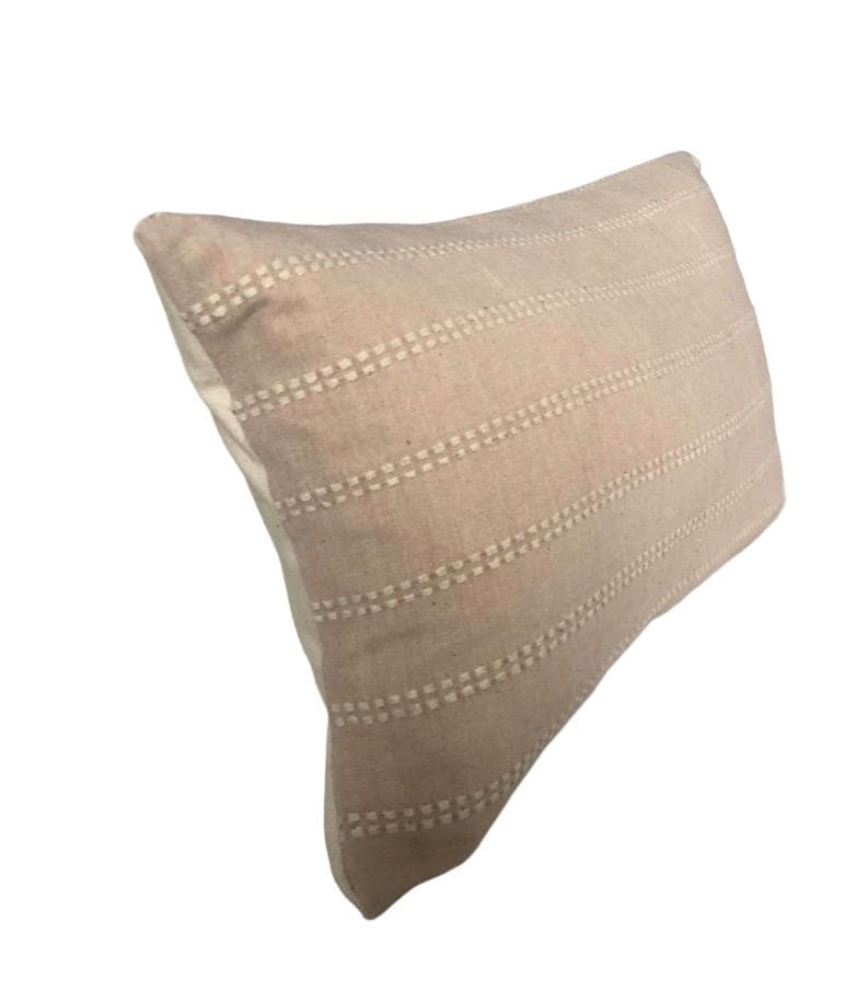Blush Pink Bolster Pillow Cover, Neutral Stripe Organic Cotton Lumbar Cushion