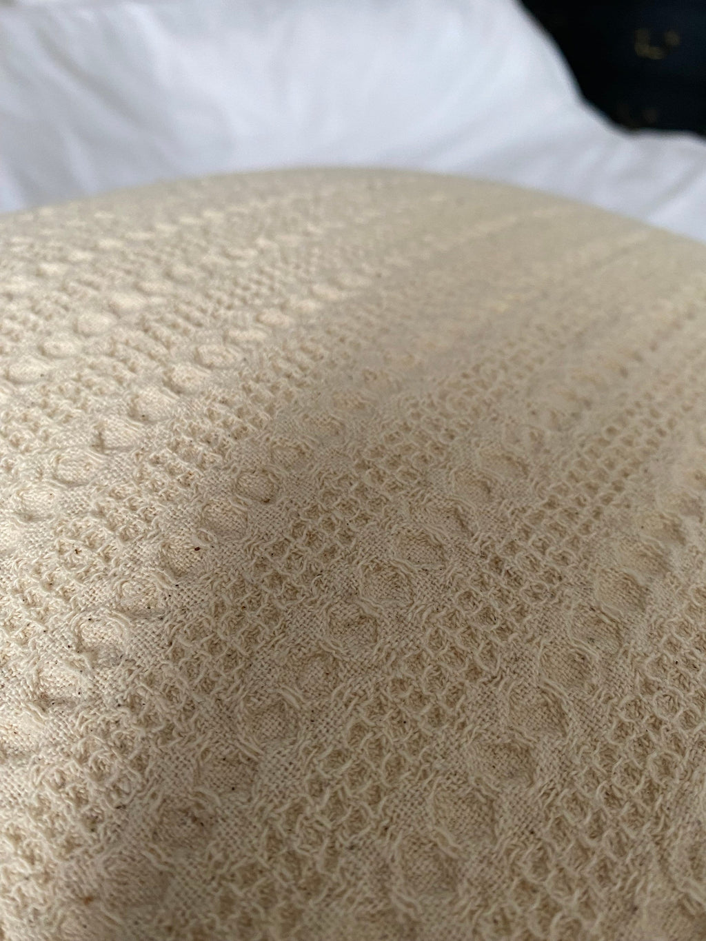 Neutral textured pillow cover: organic cotton envelope reverse