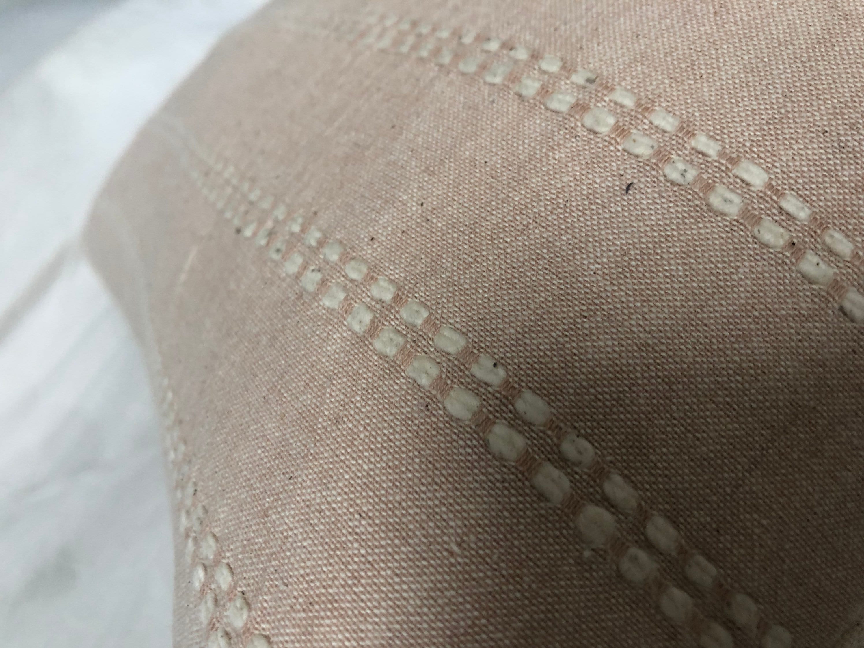 Blush Pink Bolster Pillow Cover, Neutral Stripe Organic Cotton Lumbar Cushion
