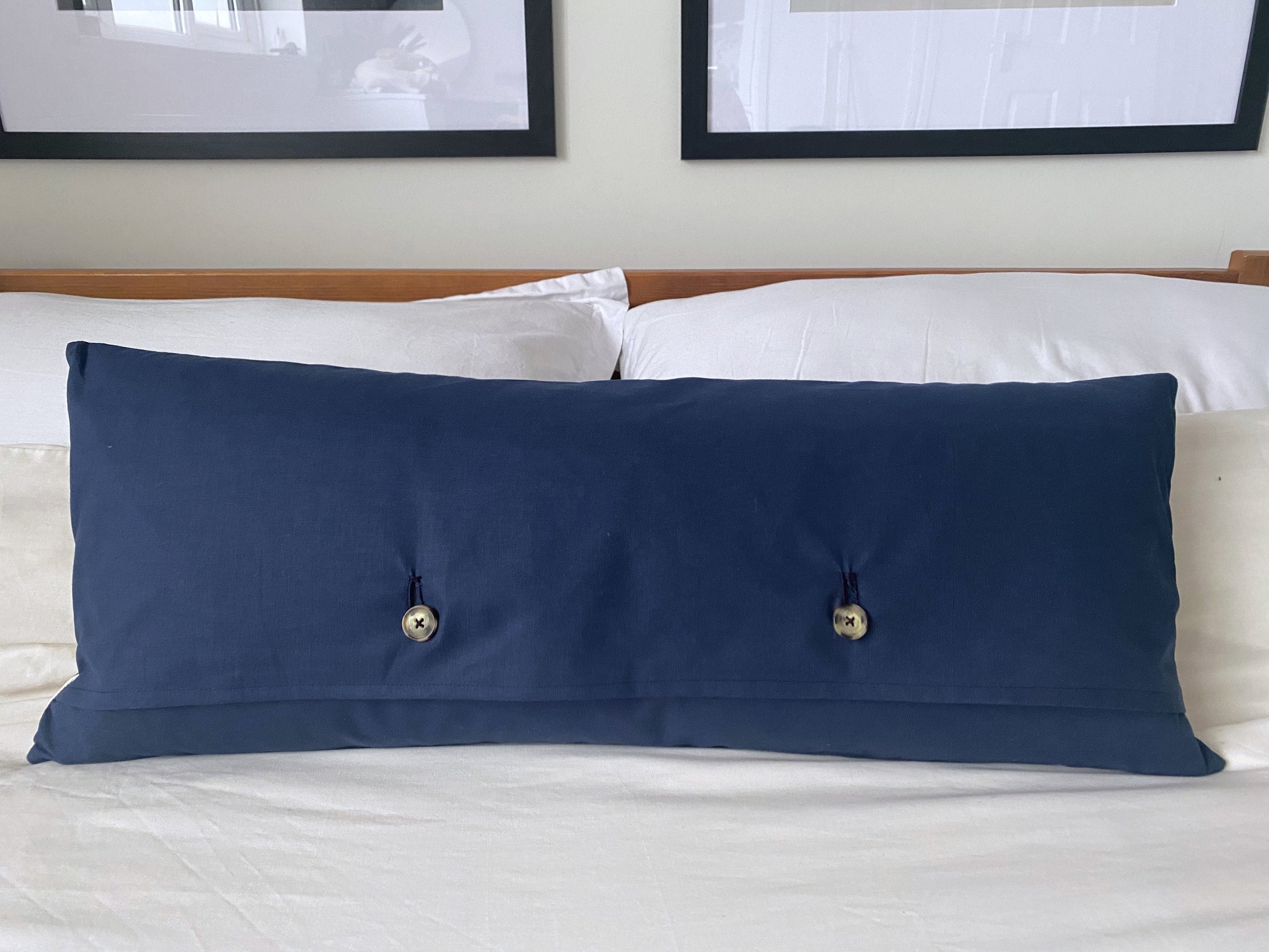 Blue striped lumbar pillow cover, coastal home decor