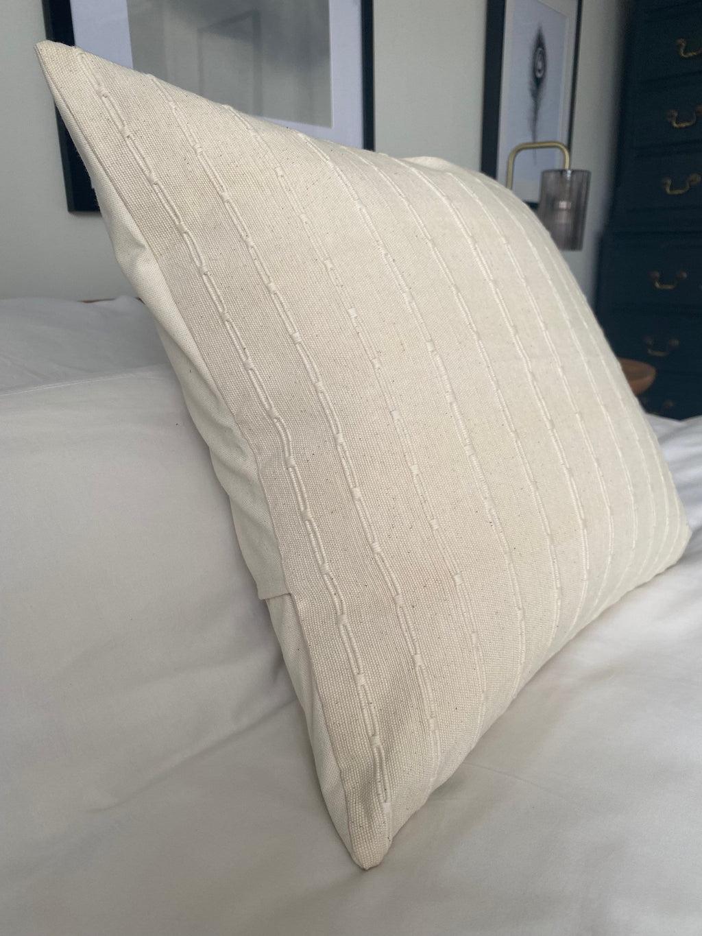 Neutral textured pillow cover, cream cushions, bohemian home decor, large cushion covers, oblong cushion cover