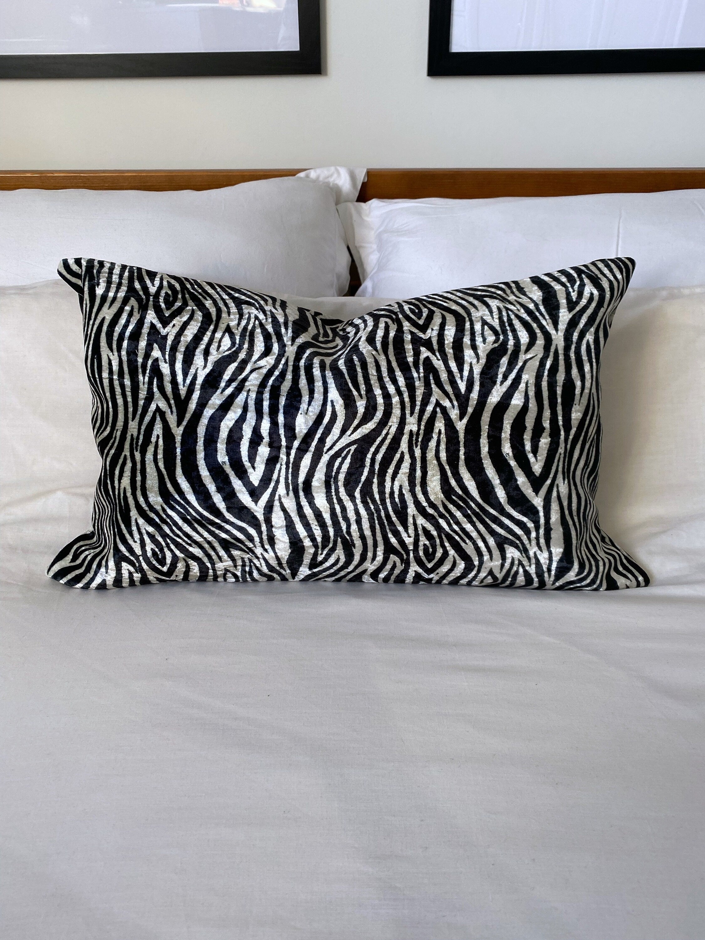 Zebra Print Velvet Pillow Cover: Eclectic Home Decor