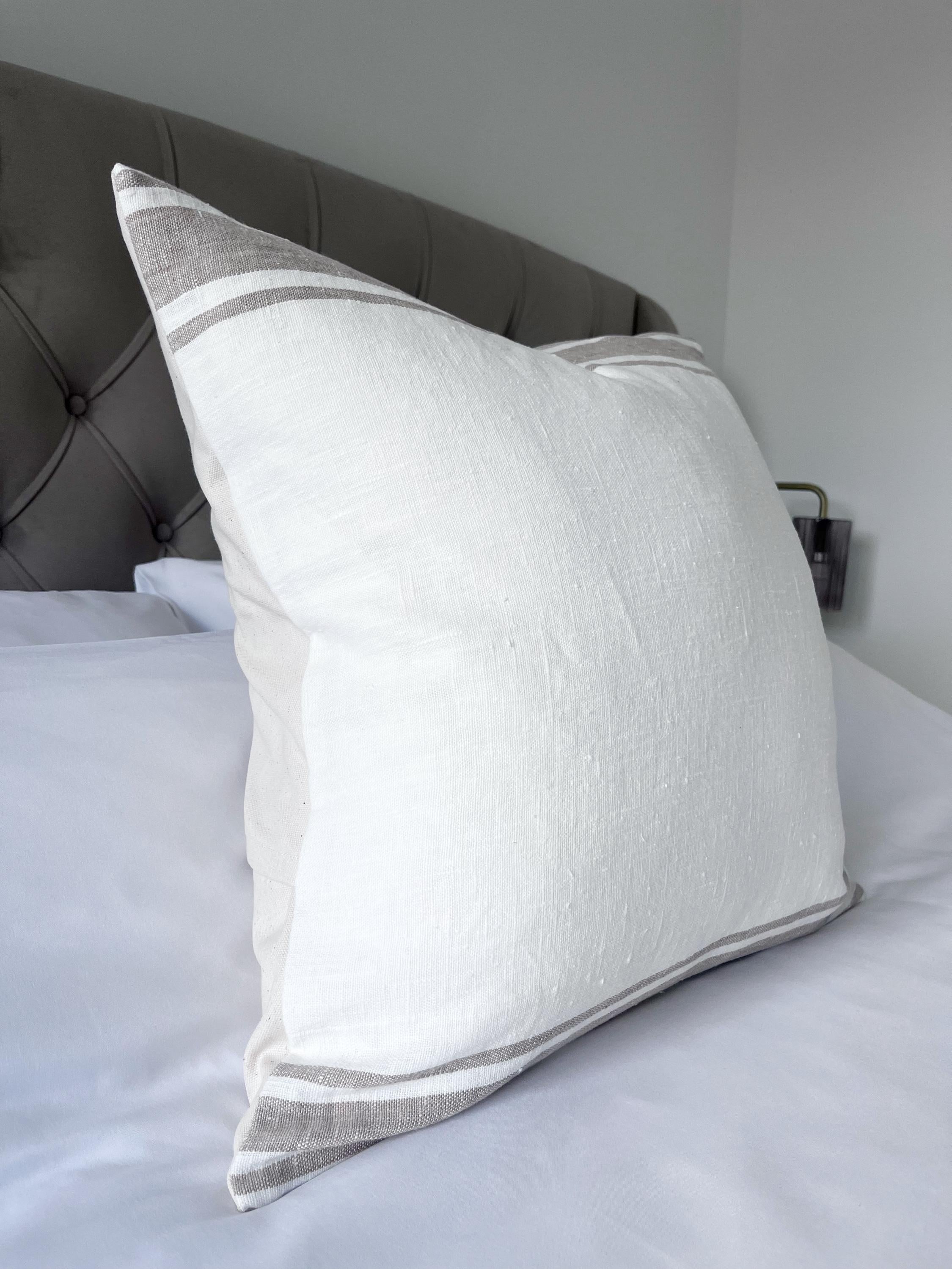 Stripe linen pillow covers, beige linen bedding, Taupe and white linen cushion, european linen bedding, farmhouse decor,