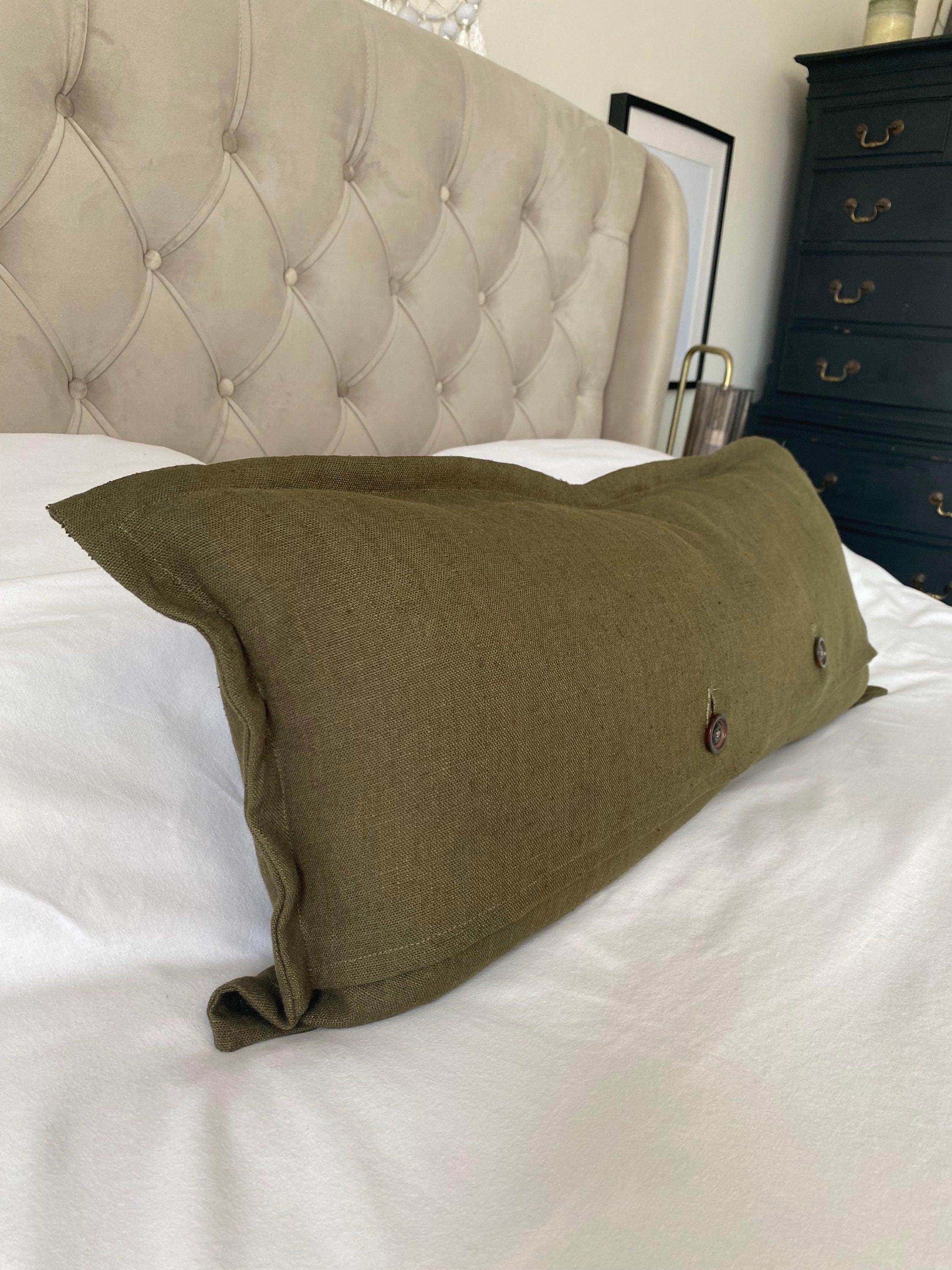 Olive green long lumber cushion cover, farmhouse home decor