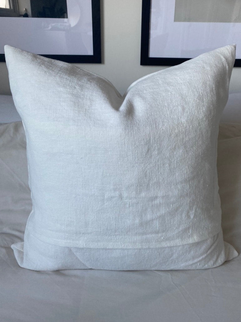 off white linen cusion cover, with envelope reverse