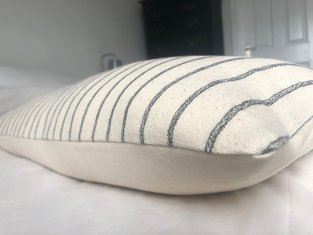 long neutral striped handwoven bolster pillow covers, beige lumbar pillow