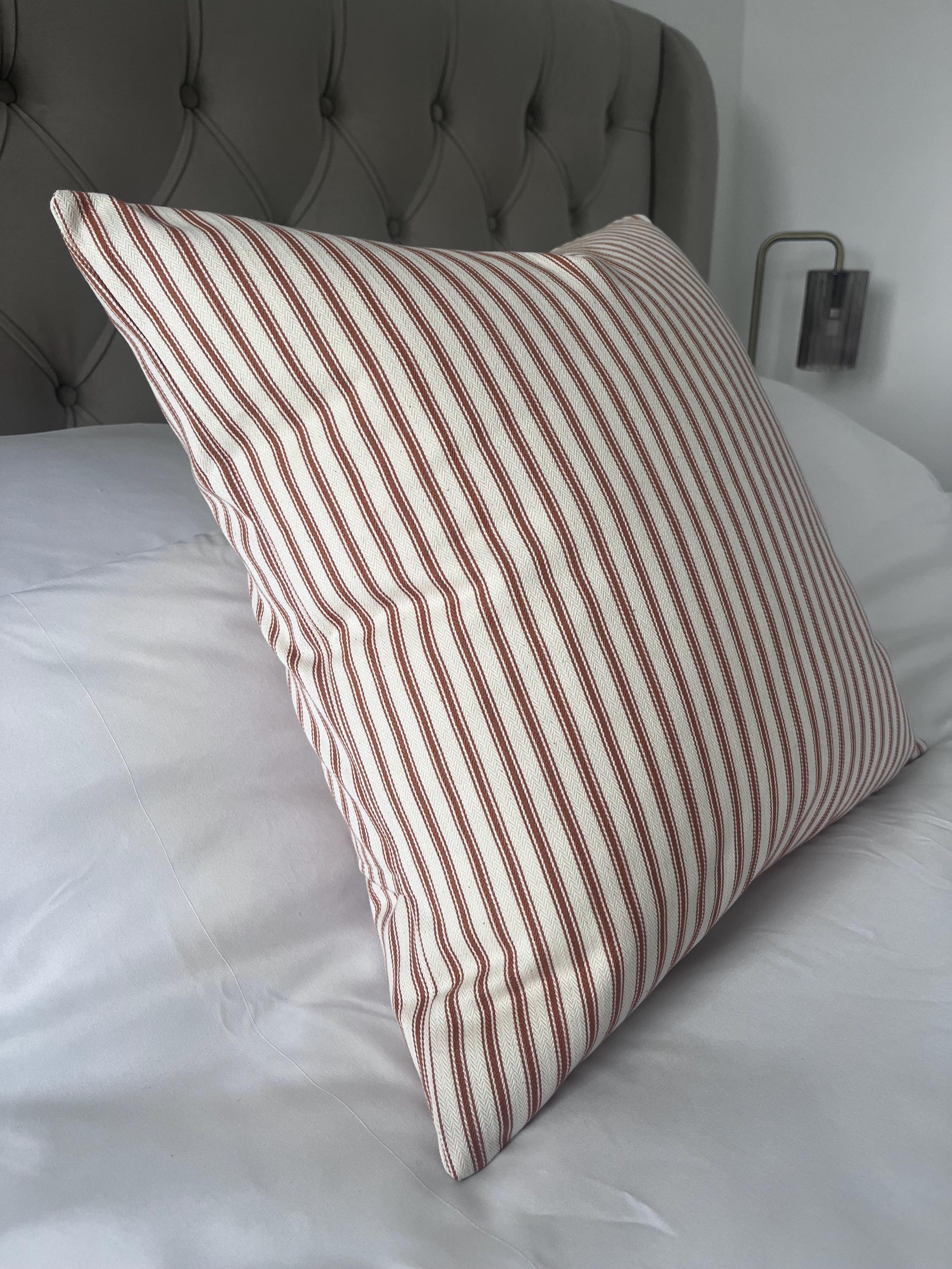 Burnt Orange Stripe Pillow Cover, French Country Cushion, Farmhouse Decor
