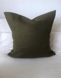 Olive Green French Linen Pillow Cover, Handmade envelope back Cushion