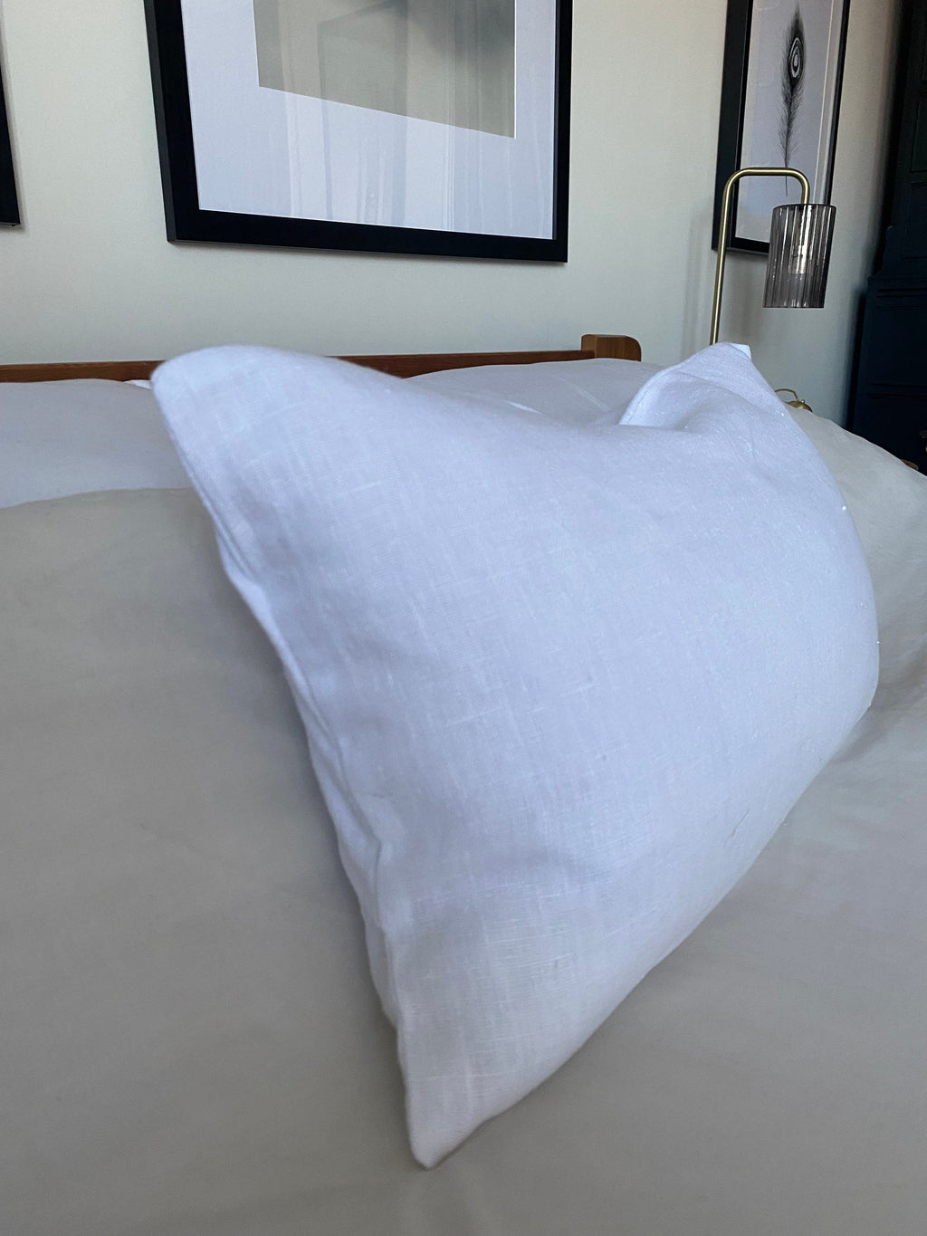 White French Linen Pillow Cover, Farmhouse Cushion, Bolster Pillow