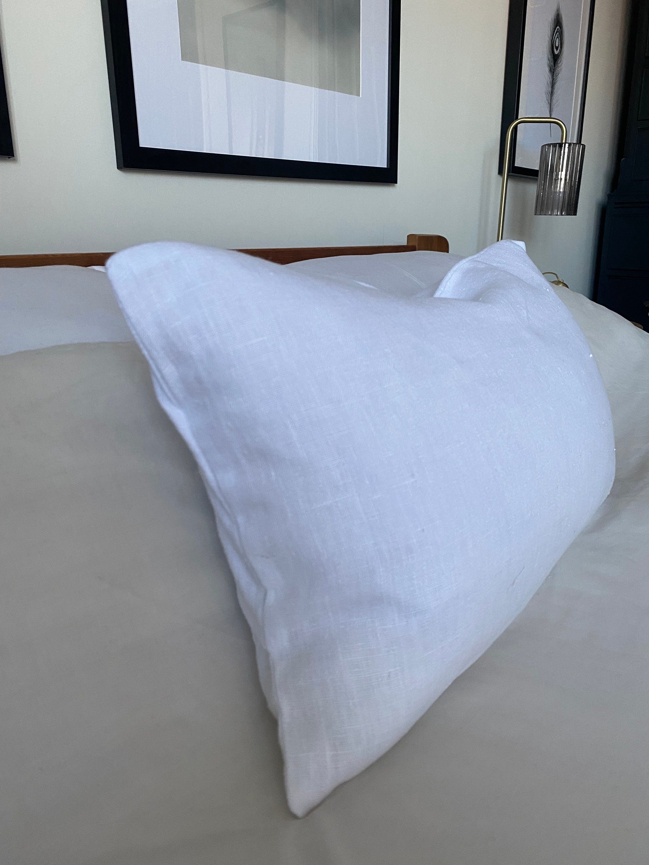 White French Linen Pillow Cover, Farmhouse Cushion, Bolster Pillow