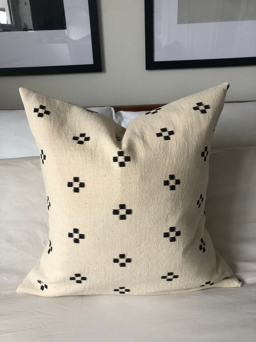 Geometric IKAT Pillow Cover, Black Eclectic Home Decor